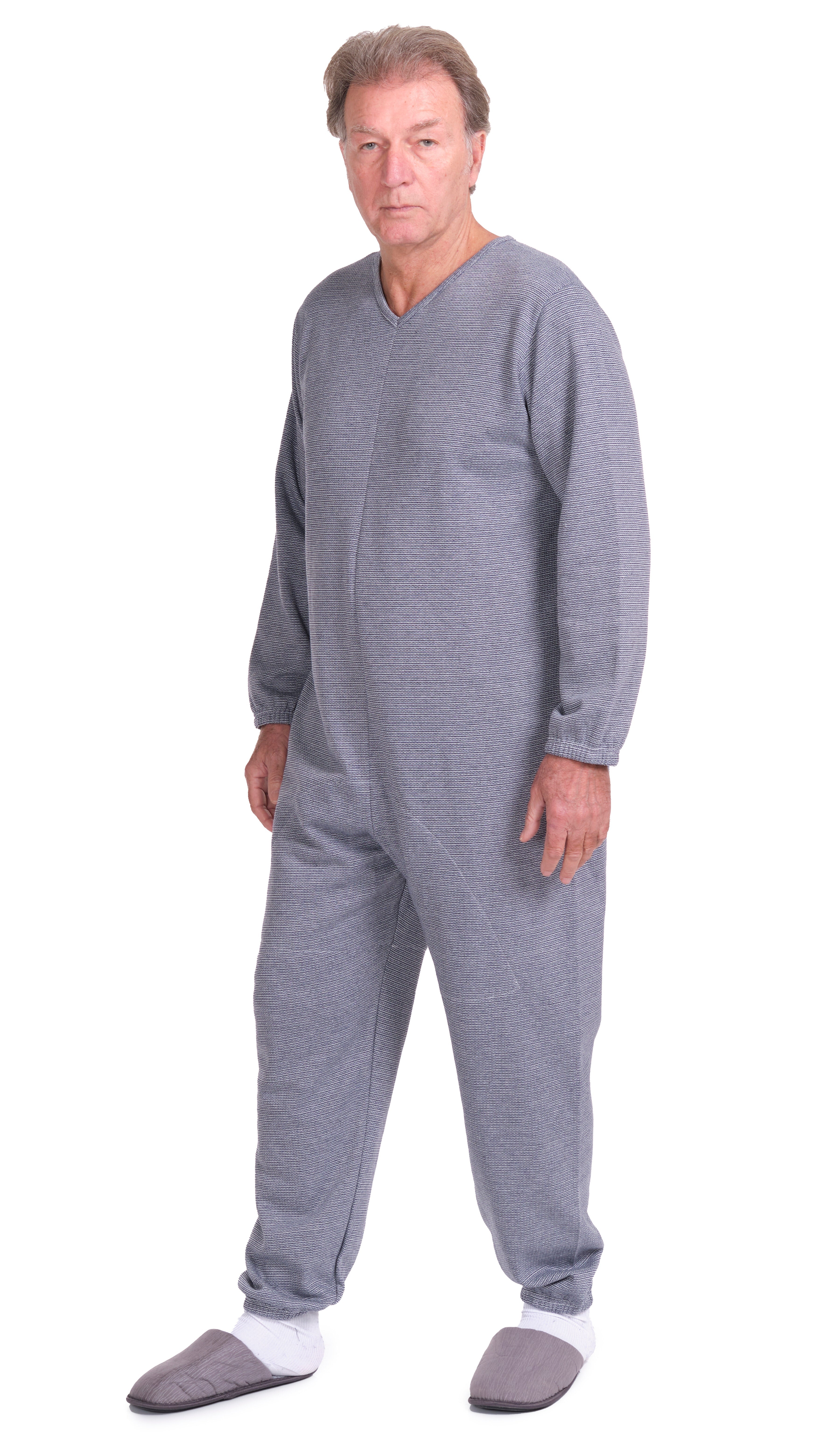 Long-sleeved Winter Pyjamas with Back Closure Anti Strip Adaptive Clothing - 9014/1