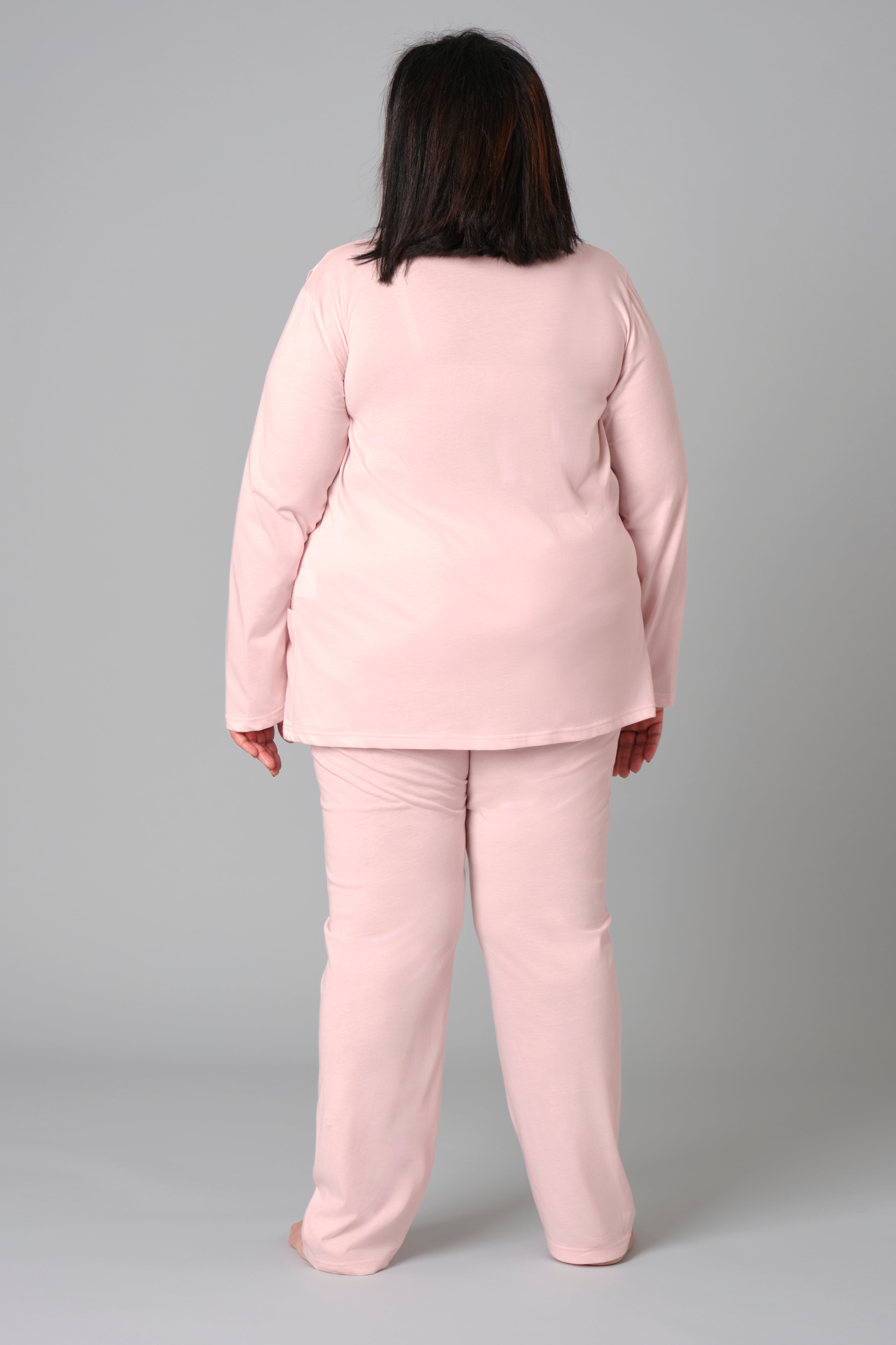 Women’s Plus Size Pyjamas – Model 9081 – Button-Down Cotton Jersey Set with Side Pockets – Various Sizes & Colours