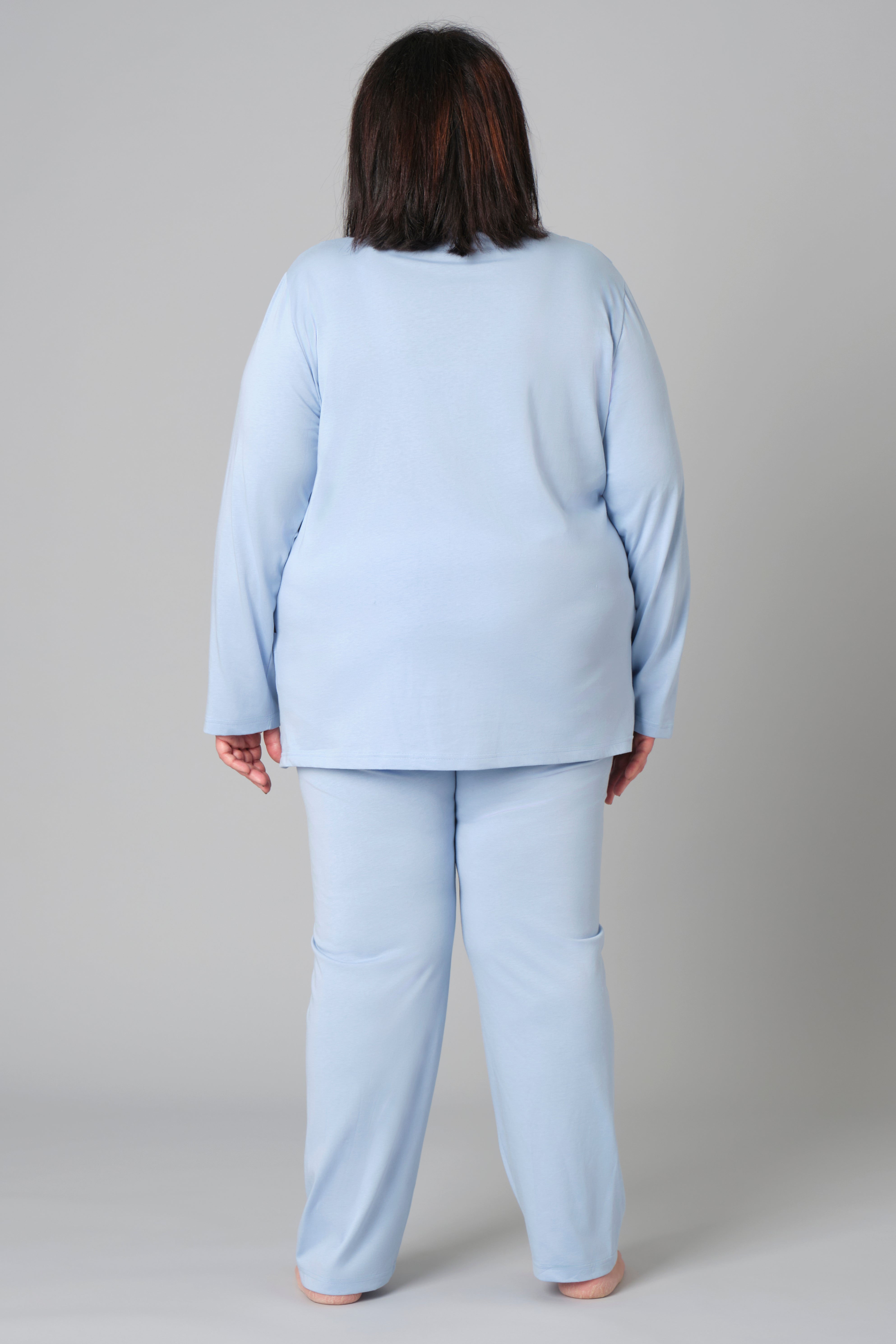 Women’s Plus Size Pyjamas – Model 9081 – Button-Down Cotton Jersey Set with Side Pockets – Various Sizes & Colours