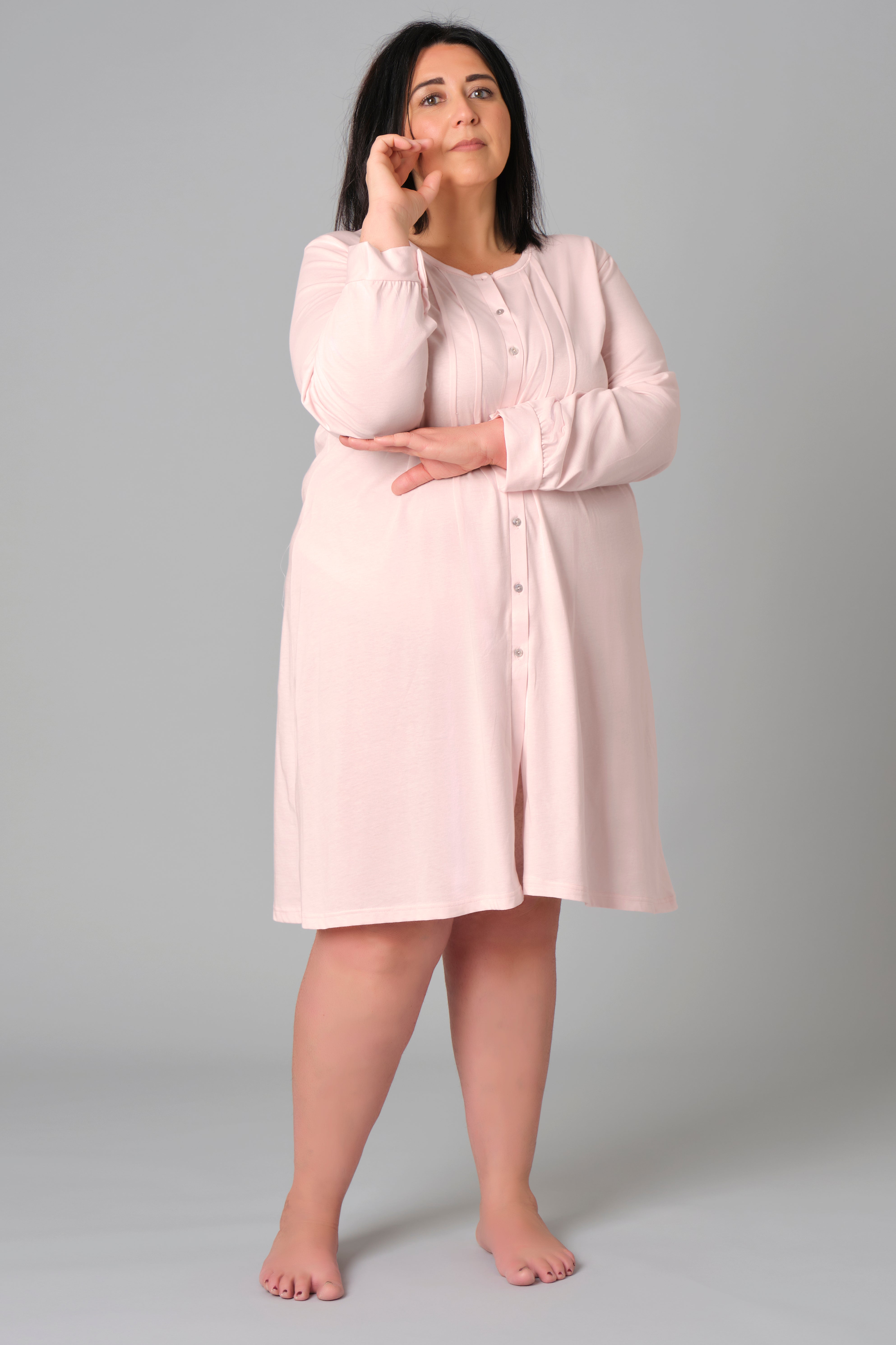 Women’s Plus Size Nightdress – Model 9082 – Oversized Cotton Jersey Nightgown – Various Sizes & Colours – Made in Italy