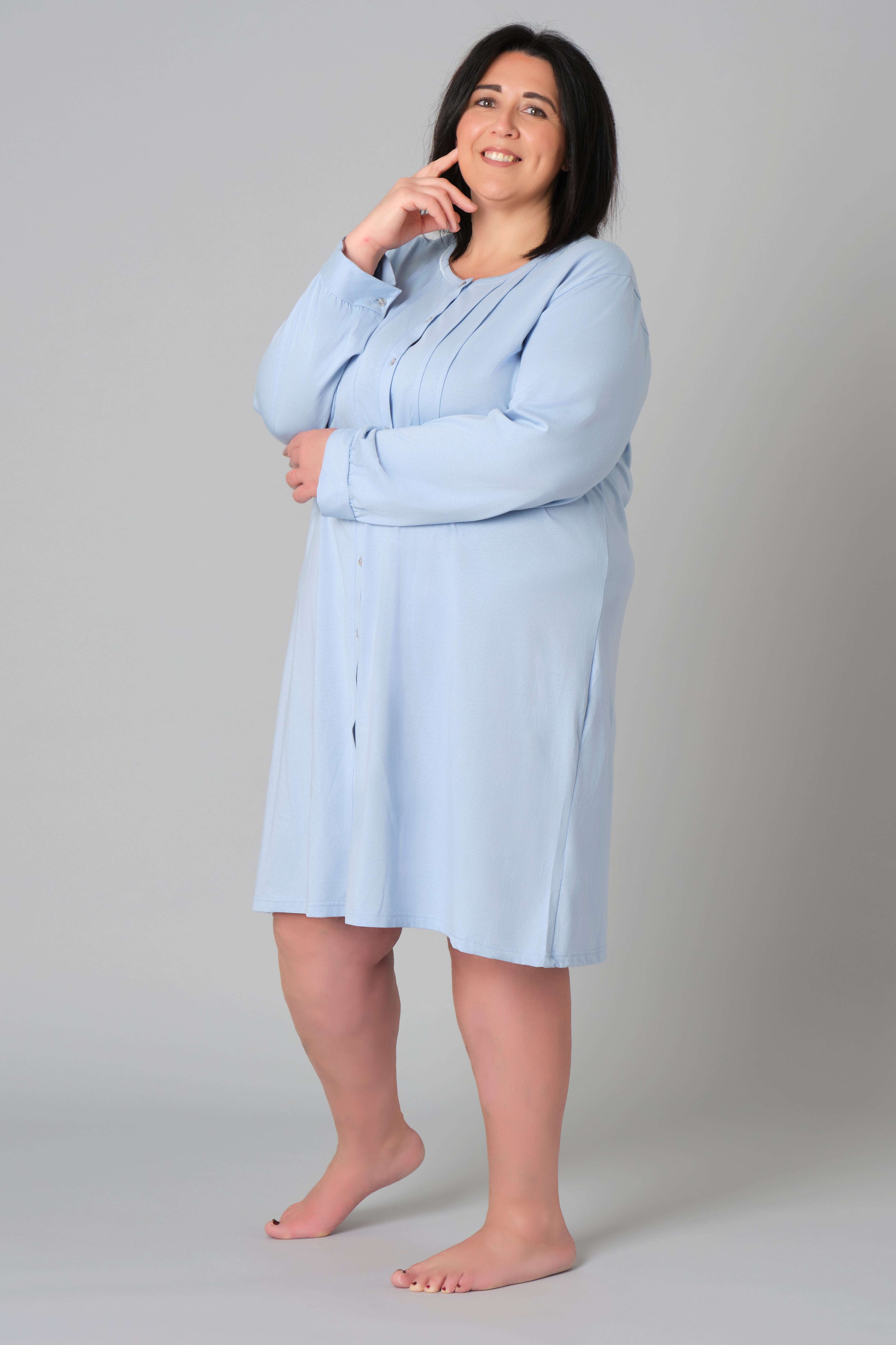 Women’s Plus Size Nightdress – Model 9082 – Oversized Cotton Jersey Nightgown – Various Sizes & Colours – Made in Italy