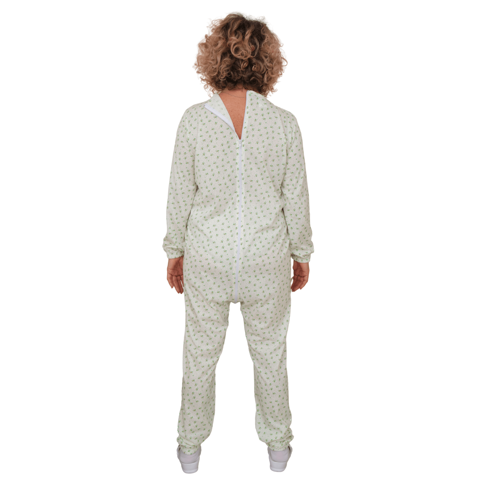 Adaptive Pyjamas – Model 9017 – Long Sleeve 100% Cotton Jumpsuit – Back Zipper – Elderly, Incontinence & Alzheimer Care – Made in Italy