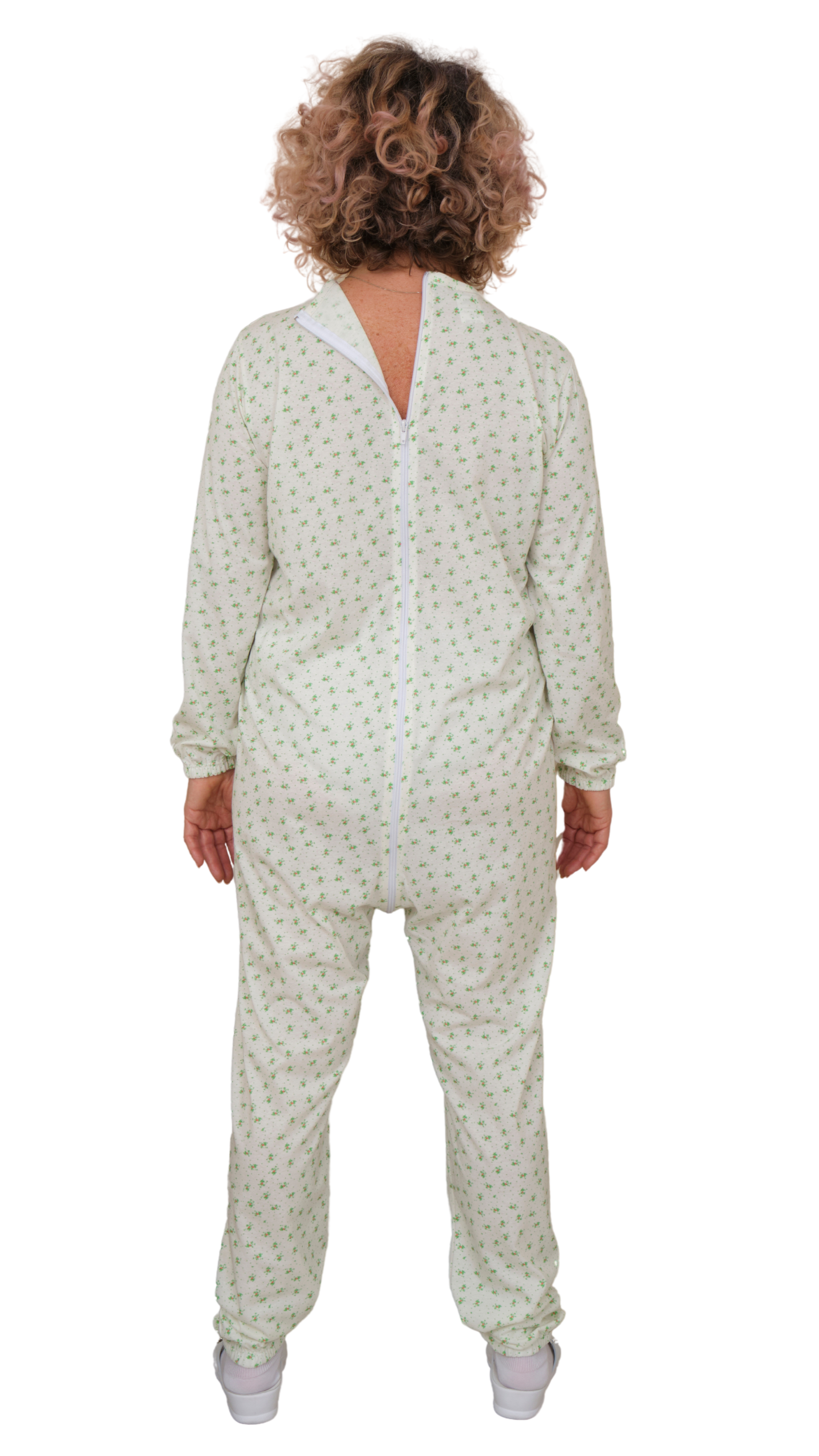Adaptive Pyjamas – Model 9017 – Long Sleeve 100% Cotton Jumpsuit – Back Zipper – Elderly, Incontinence & Alzheimer Care – Made in Italy