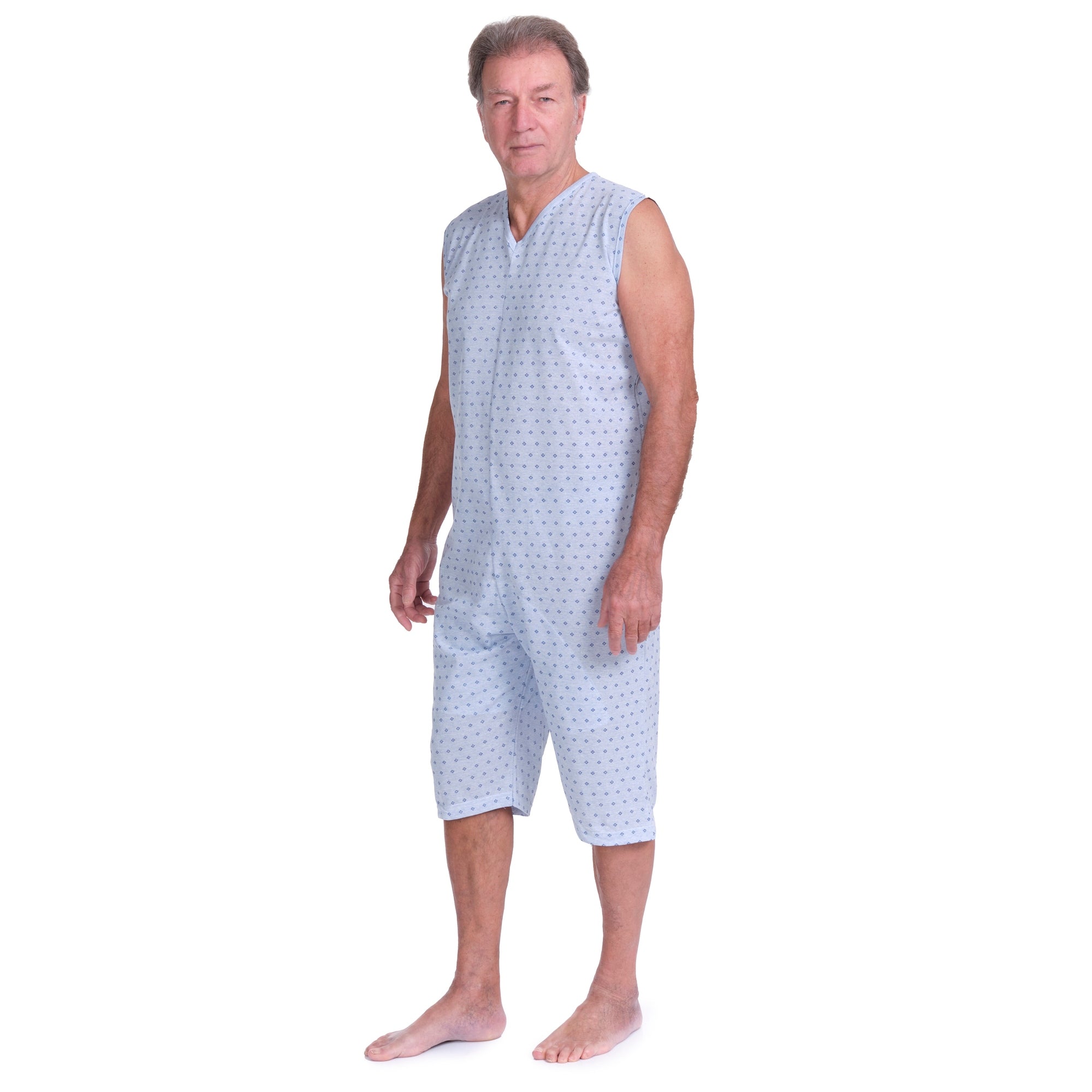 Sleeveless Medical pyjamas with shorts, 1 zip/fastener at the back, cotton/polyester blend - 9008/7