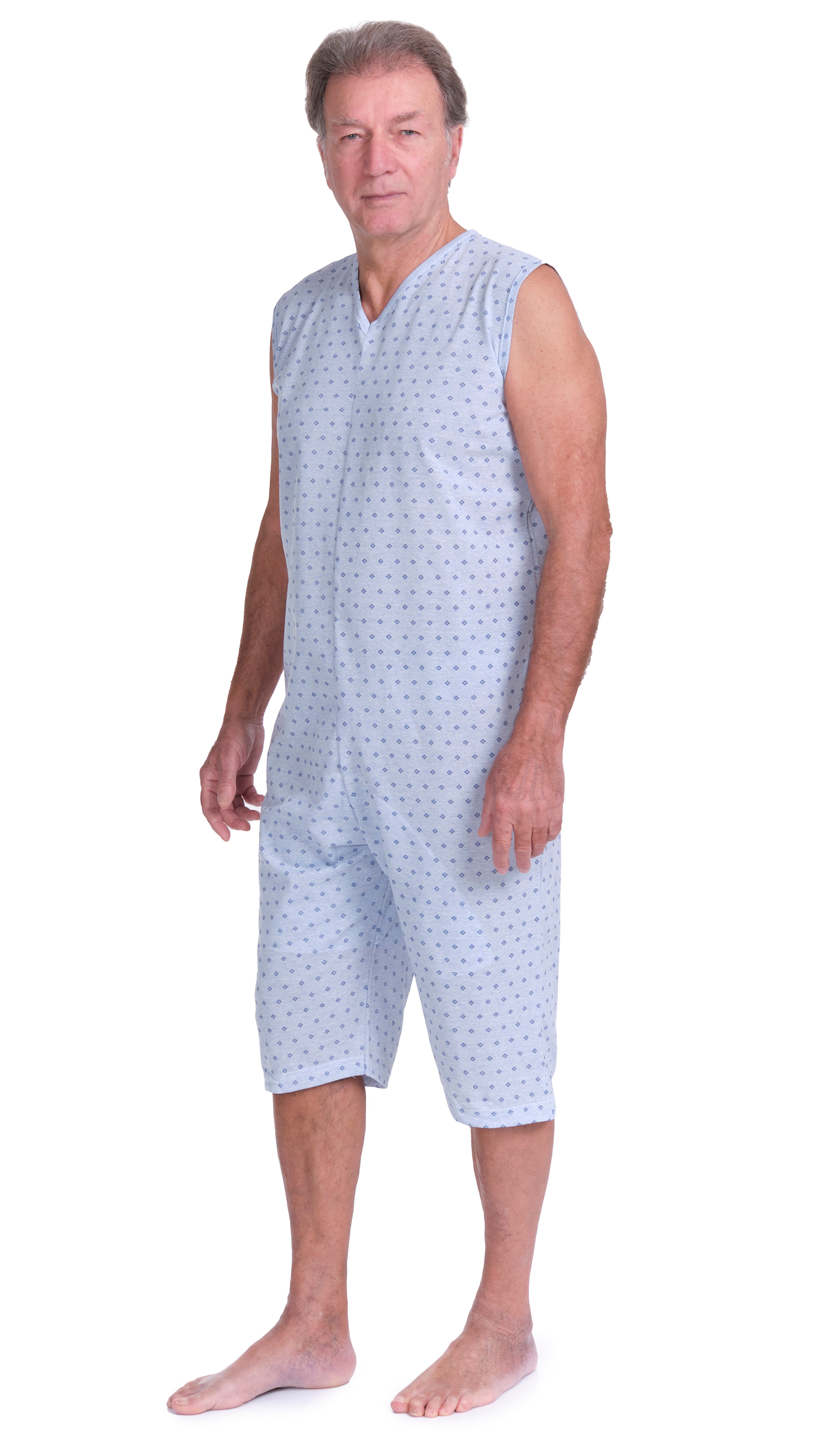 Sleeveless Medical pyjamas with shorts, 1 zip/fastener at the back, cotton/polyester blend - 9008/7