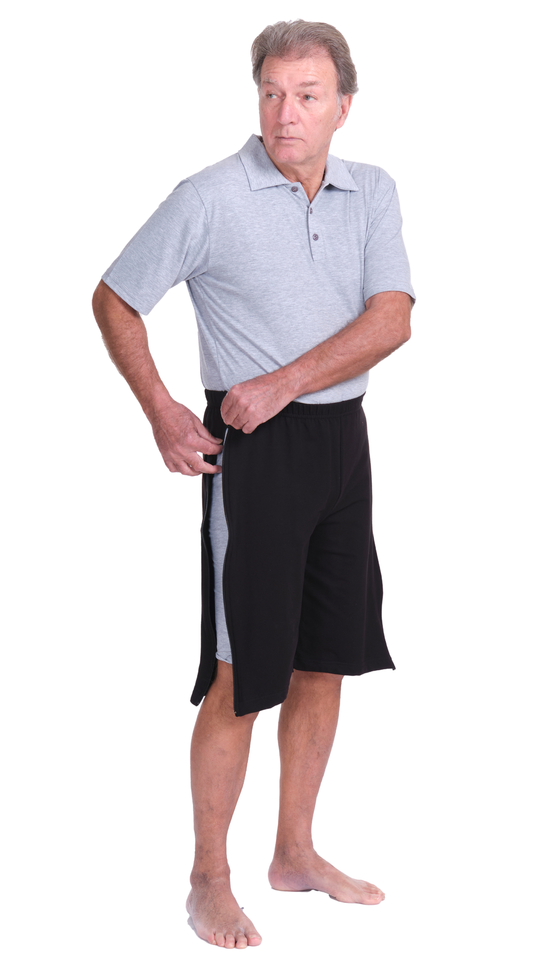 Rehabilitation Shorts – Model 9018-B – Full Side Zipper Opening – Adaptive Pants for Therapy & Recovery