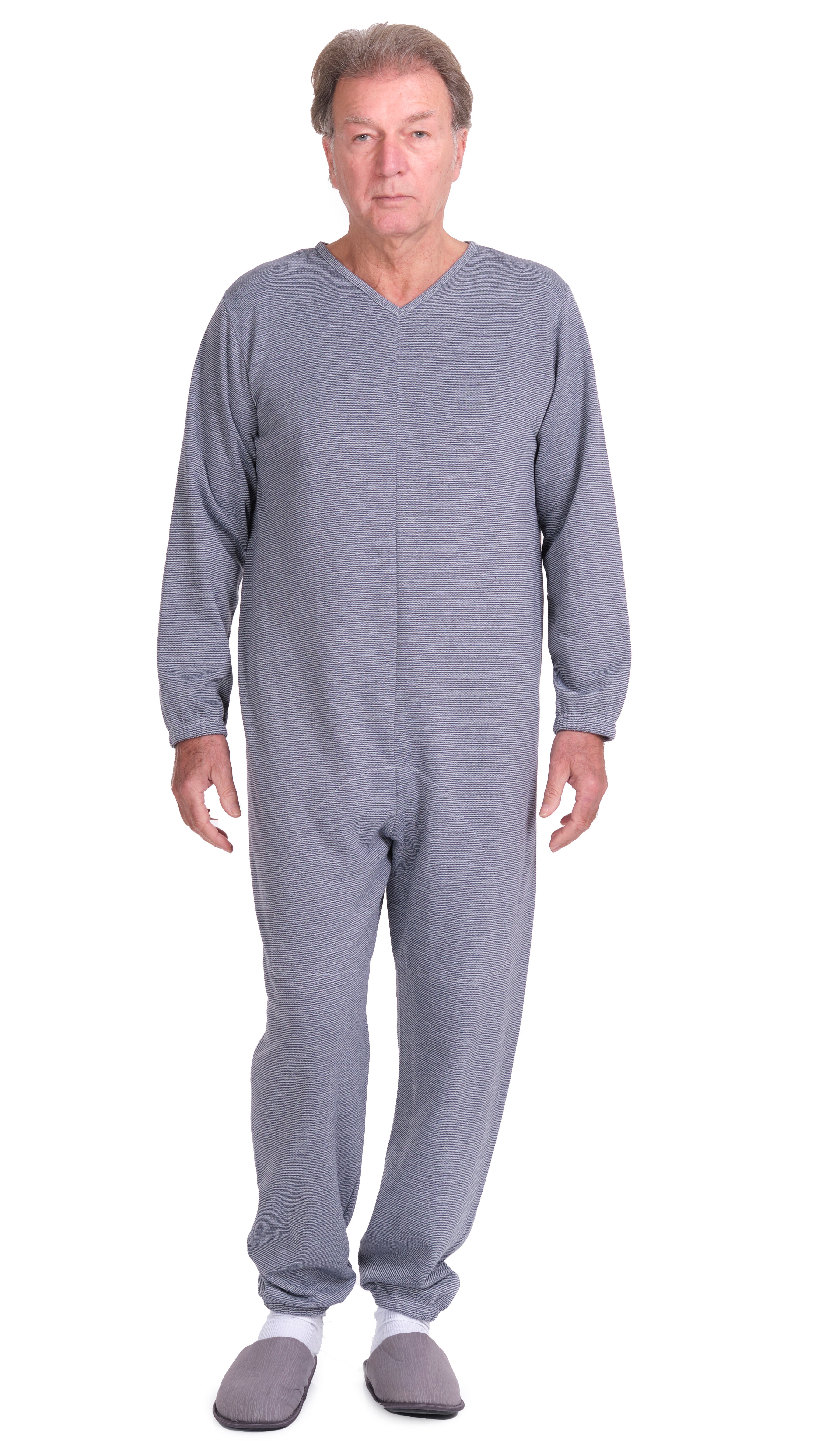 Long-sleeved Winter Pyjamas with Back Closure Anti Strip Adaptive Clothing - 9014/1
