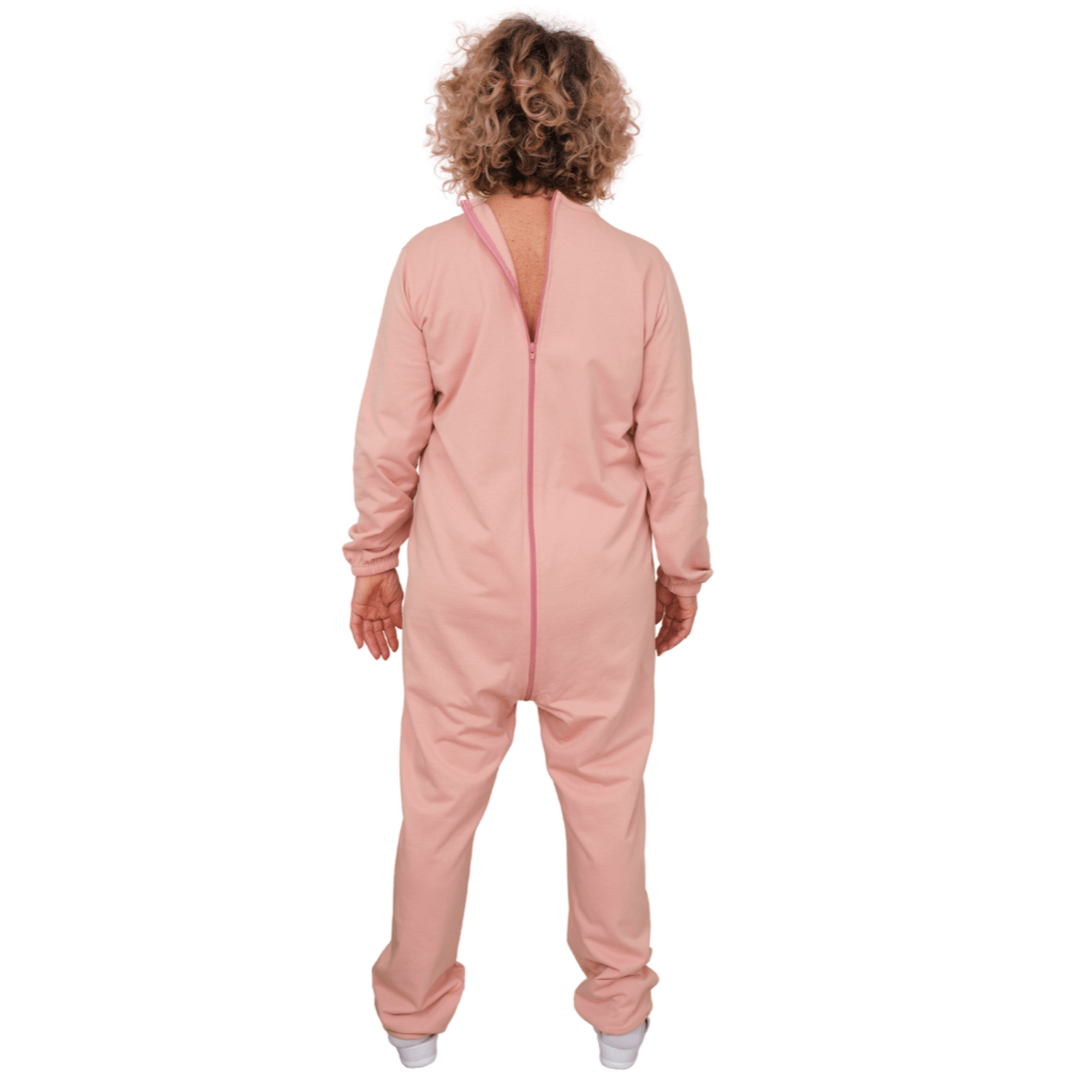 Winter Fleece Medical Jumpsuit with Back Zipper – Unisex Adaptive Pajamas for Elderly & Incontinence - 9078-F