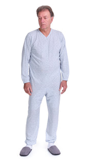 Anti Strip Jumpsuit Pyjamas Short Sleeves and Long Trousers  - Cotton and Polyester - 9008/1