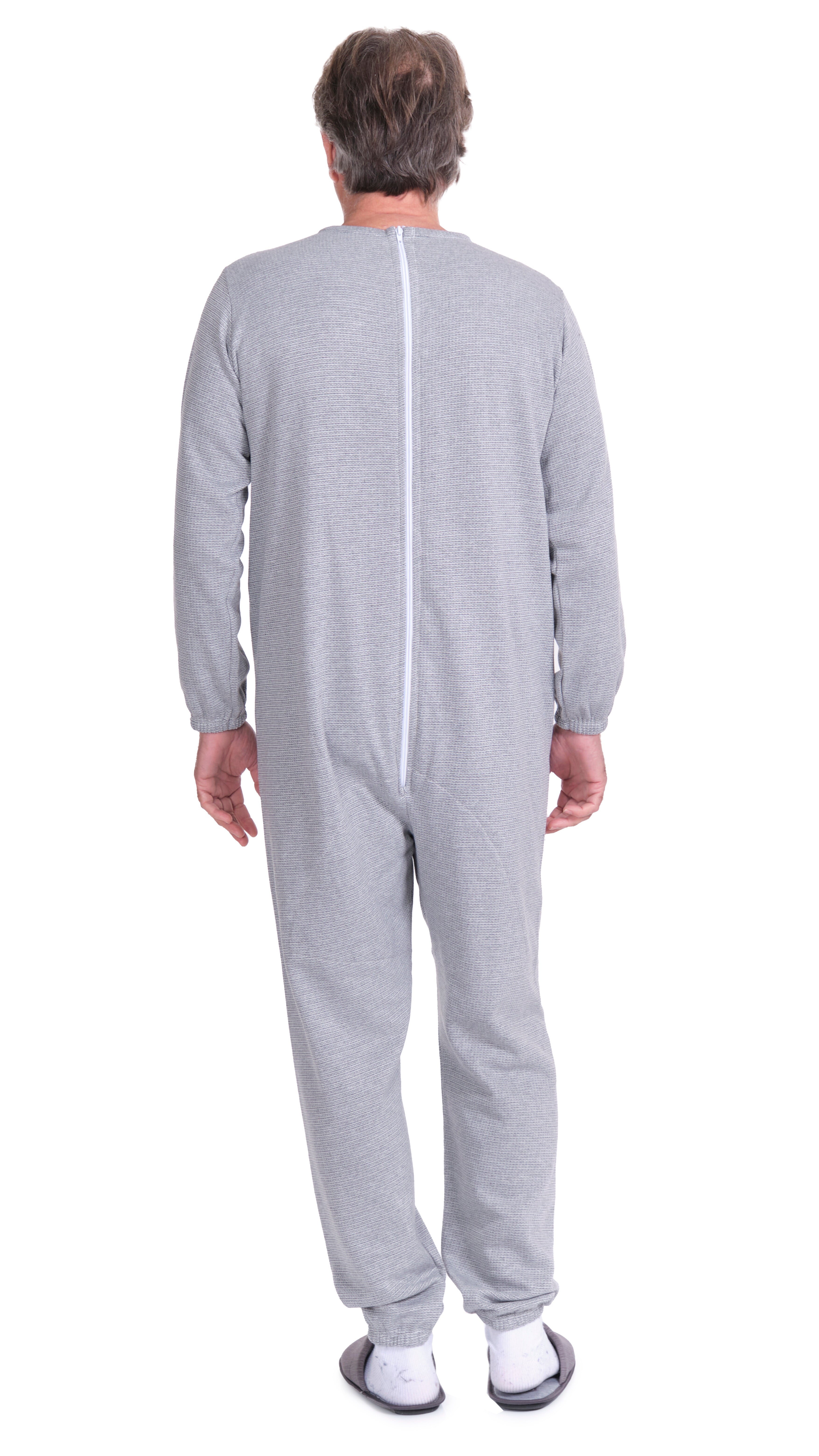 Long-sleeved Winter Pyjamas with Back Closure Anti Strip Adaptive Clothing - 9014/1