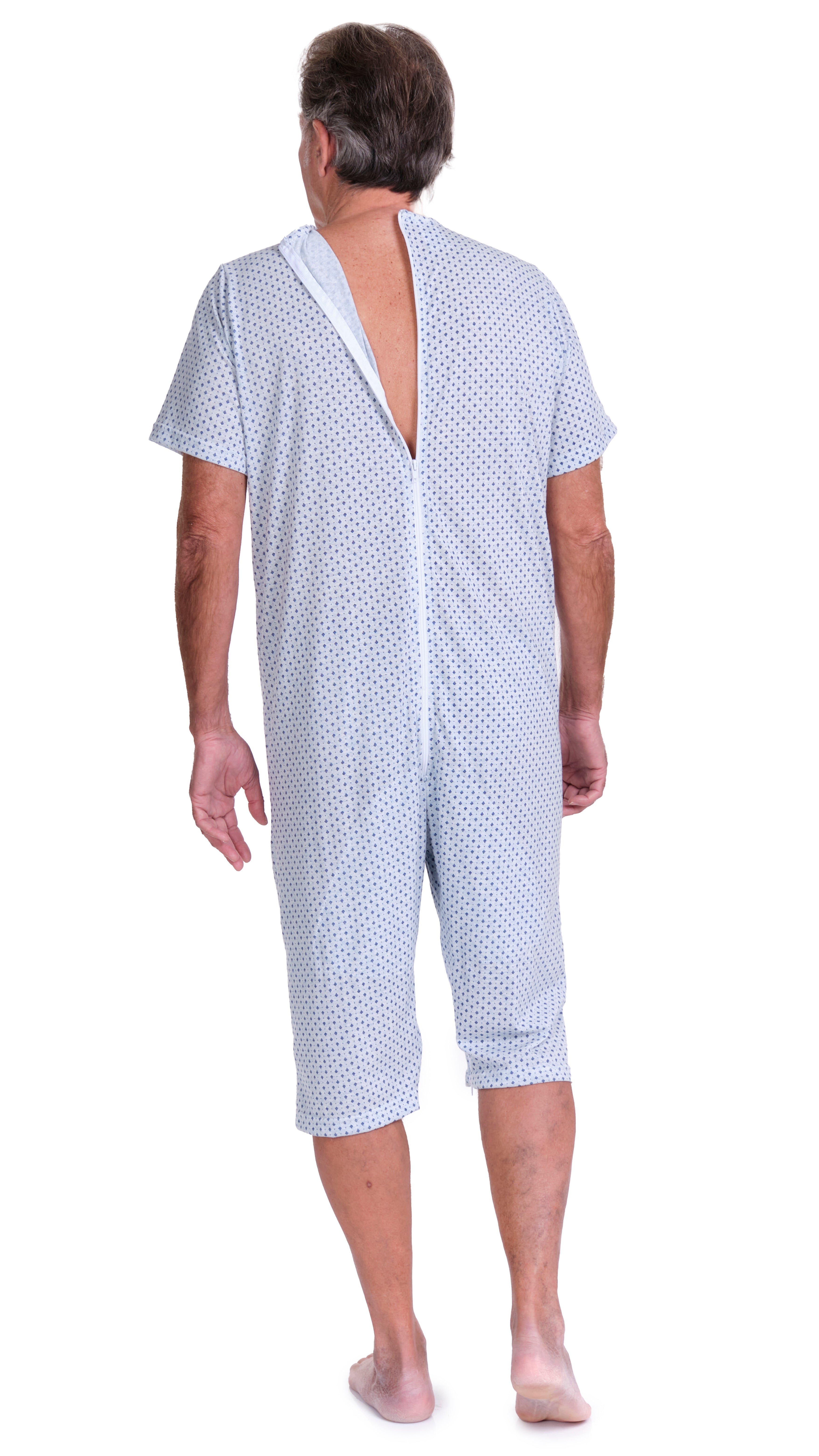Short-sleeved pyjamas and shorts with 2 zips, cotton/polyester blend - 9008/6