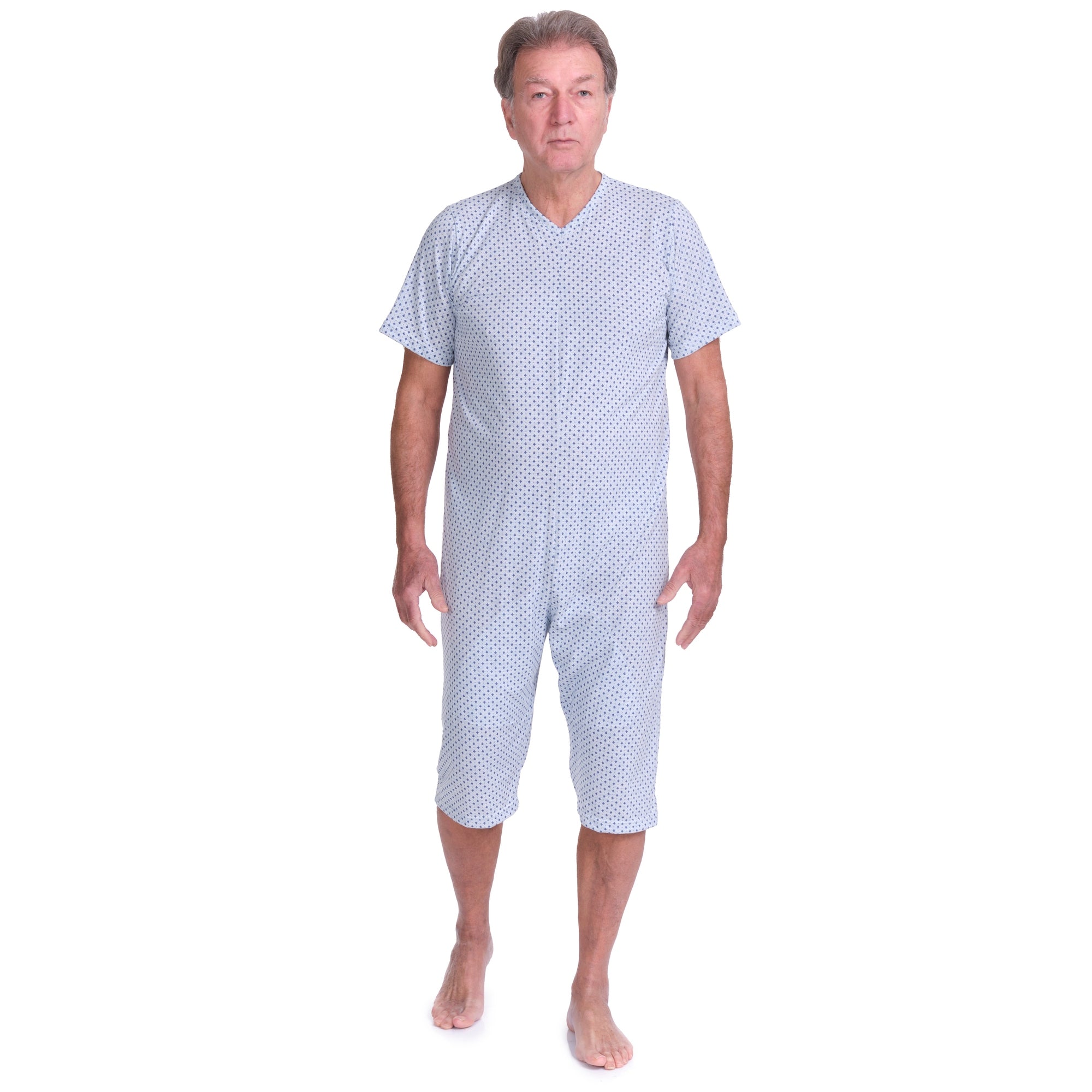 Short-sleeved pyjamas and shorts with 2 zips, cotton/polyester blend - 9008/6
