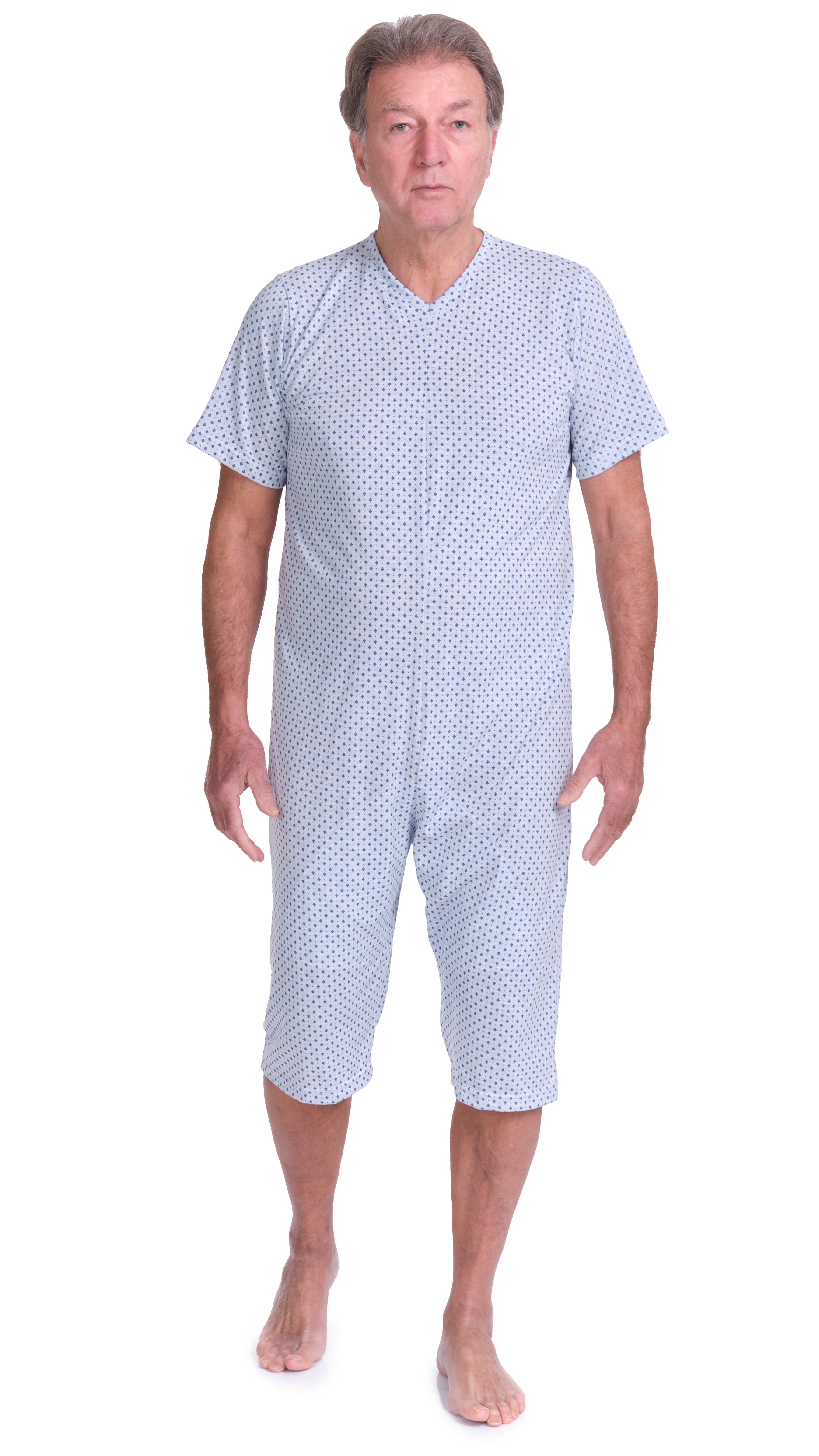 Short-sleeved pyjamas and shorts with 2 zips, cotton/polyester blend - 9008/6