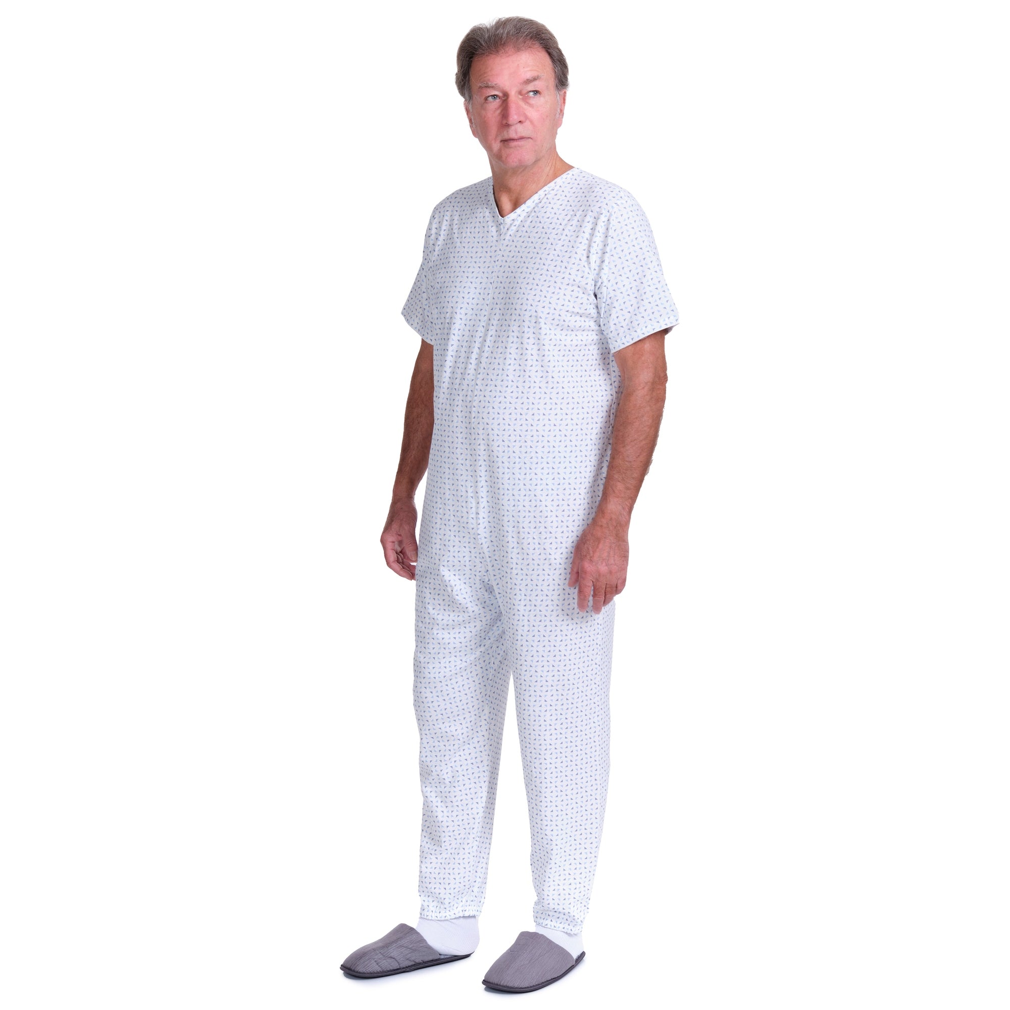 Summer Healthcare Pajamas – Short Sleeve, Back Zipper, 100% Cotton 9012/3