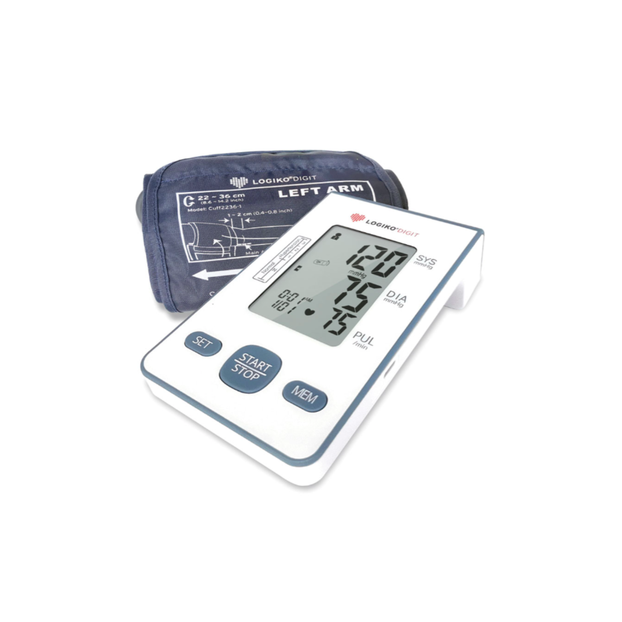 Digital Blood Pressure Monitor with LCD Screen and Automatic Inflation 30 to 180 pulses/min - Professional Device