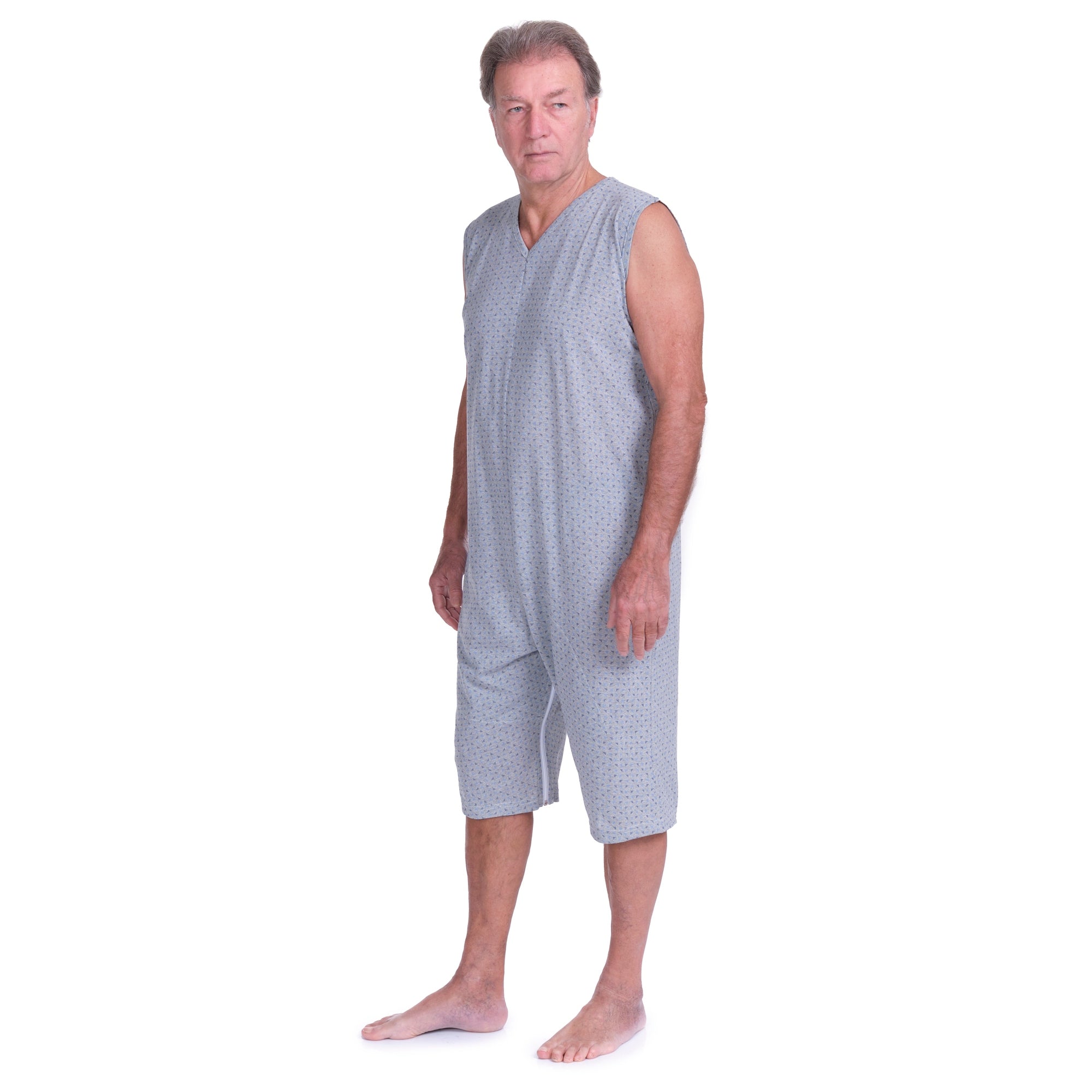 Sleeveless Pyjamas with shorts featuring 2 zips/fasteners, cotton/polyester blend - 9008/8