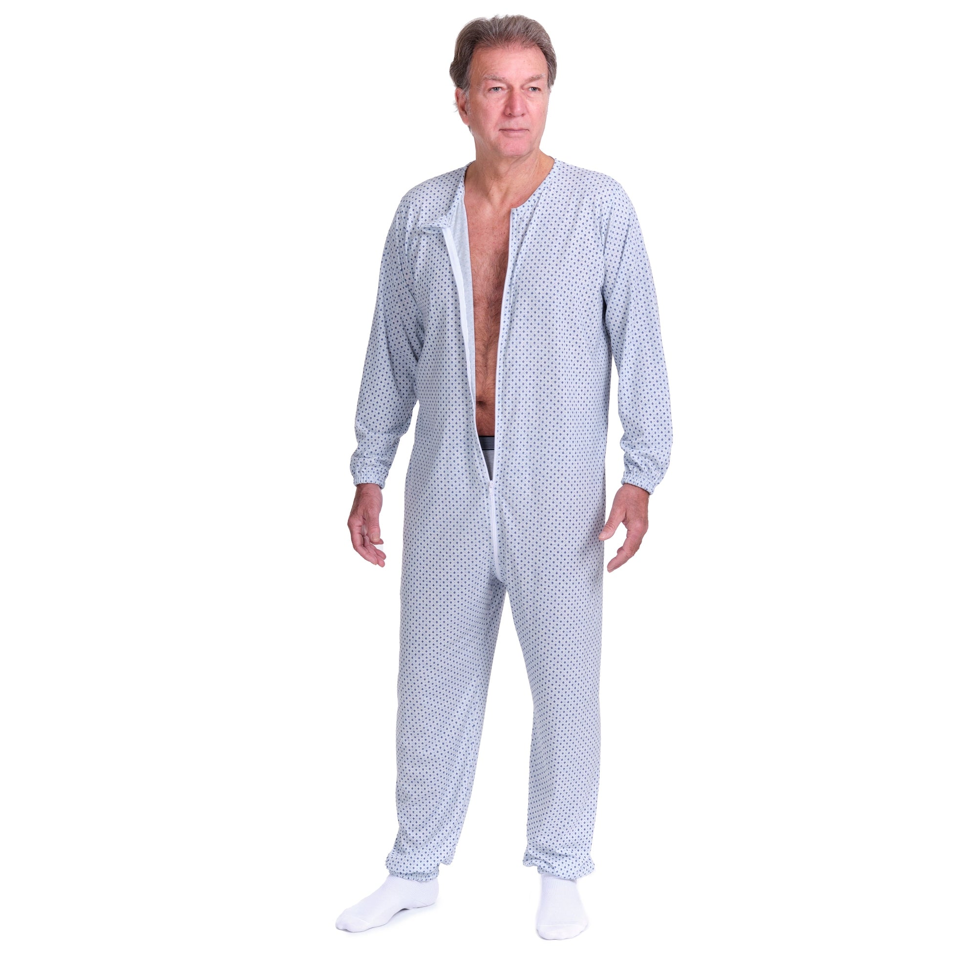 Adaptive Hospital Pyjamas – Model 9016 – Full Front Zipper – For Bedridden Patients, Incontinence & Post-Surgery Care