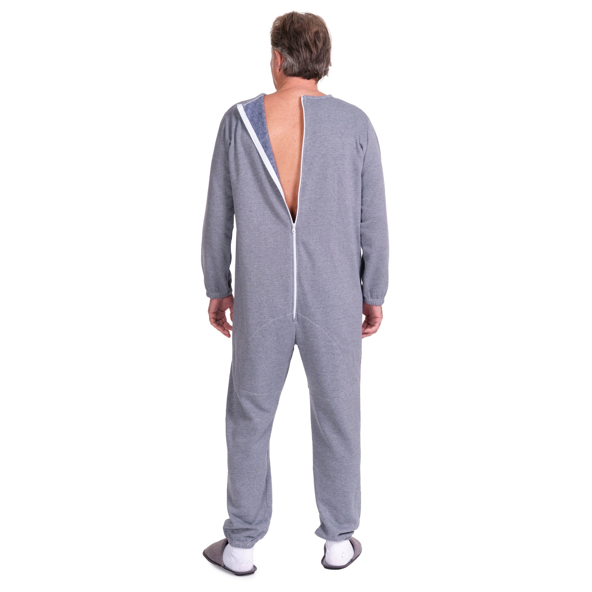 Long-sleeved Winter Pyjamas with Back Closure Anti Strip Adaptive Clothing - 9014/1