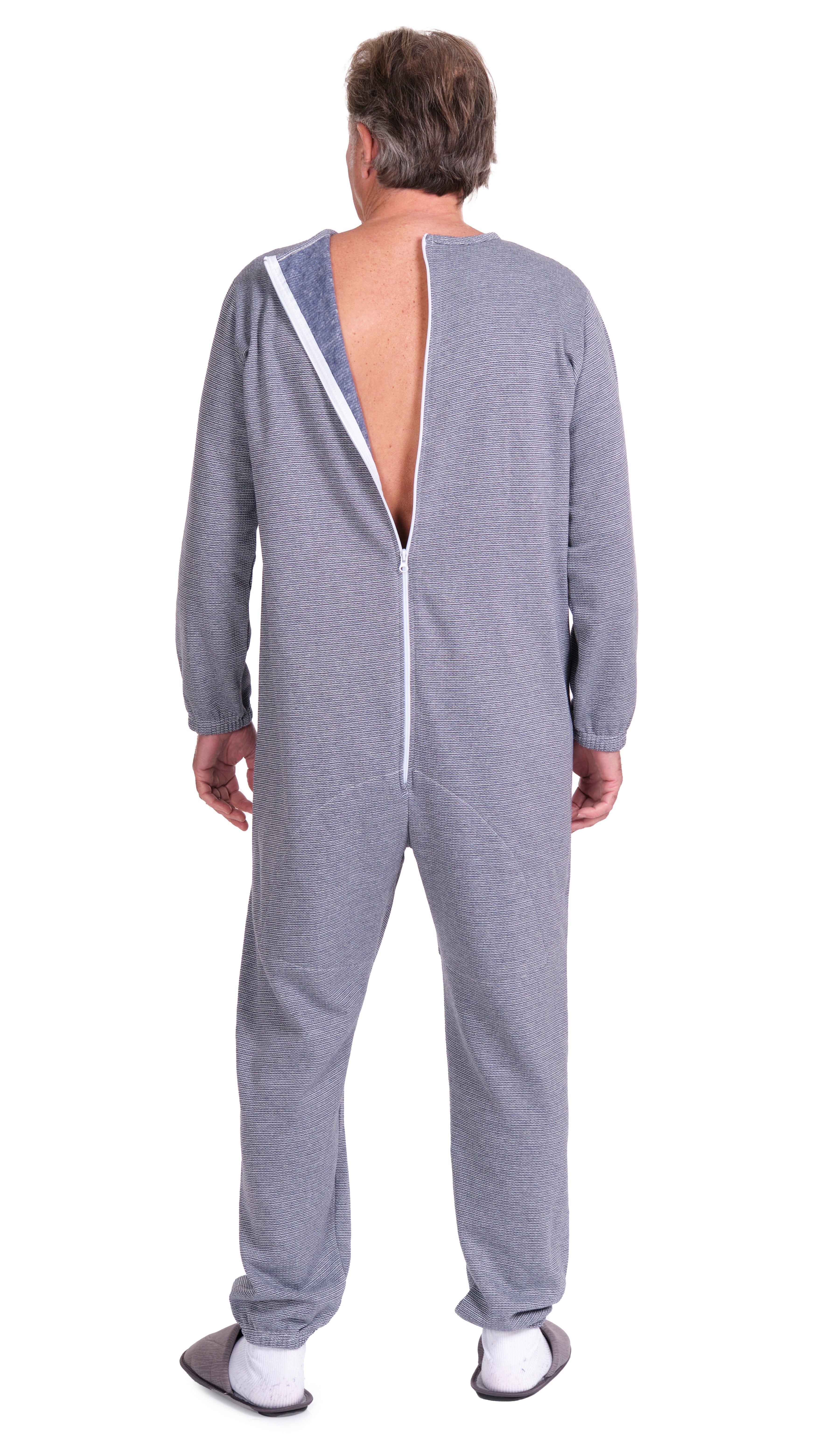 Long-sleeved Winter Pyjamas with Back Closure Anti Strip Adaptive Clothing - 9014/1