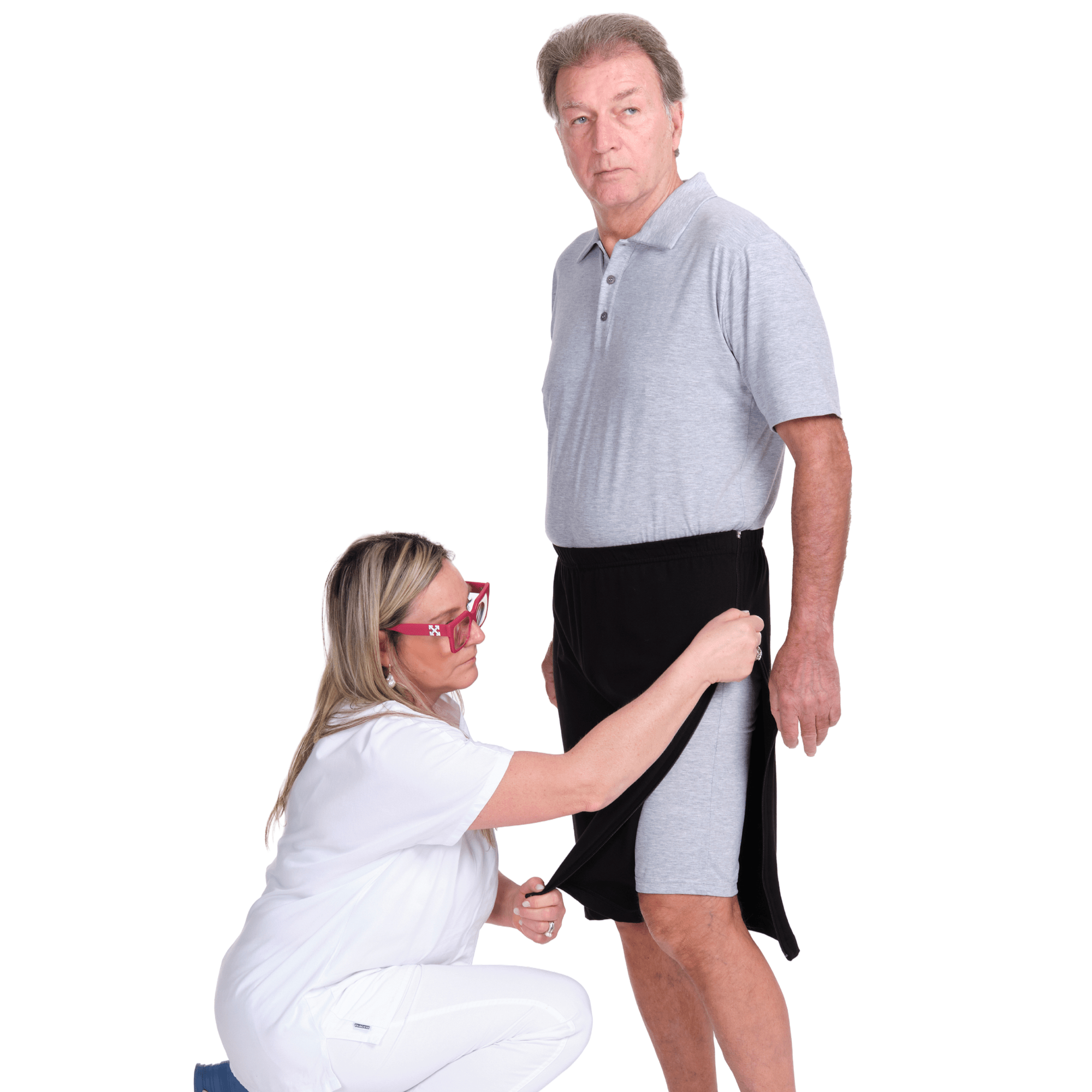 Rehabilitation Shorts – Model 9018-B – Full Side Zipper Opening – Adaptive Pants for Therapy & Recovery