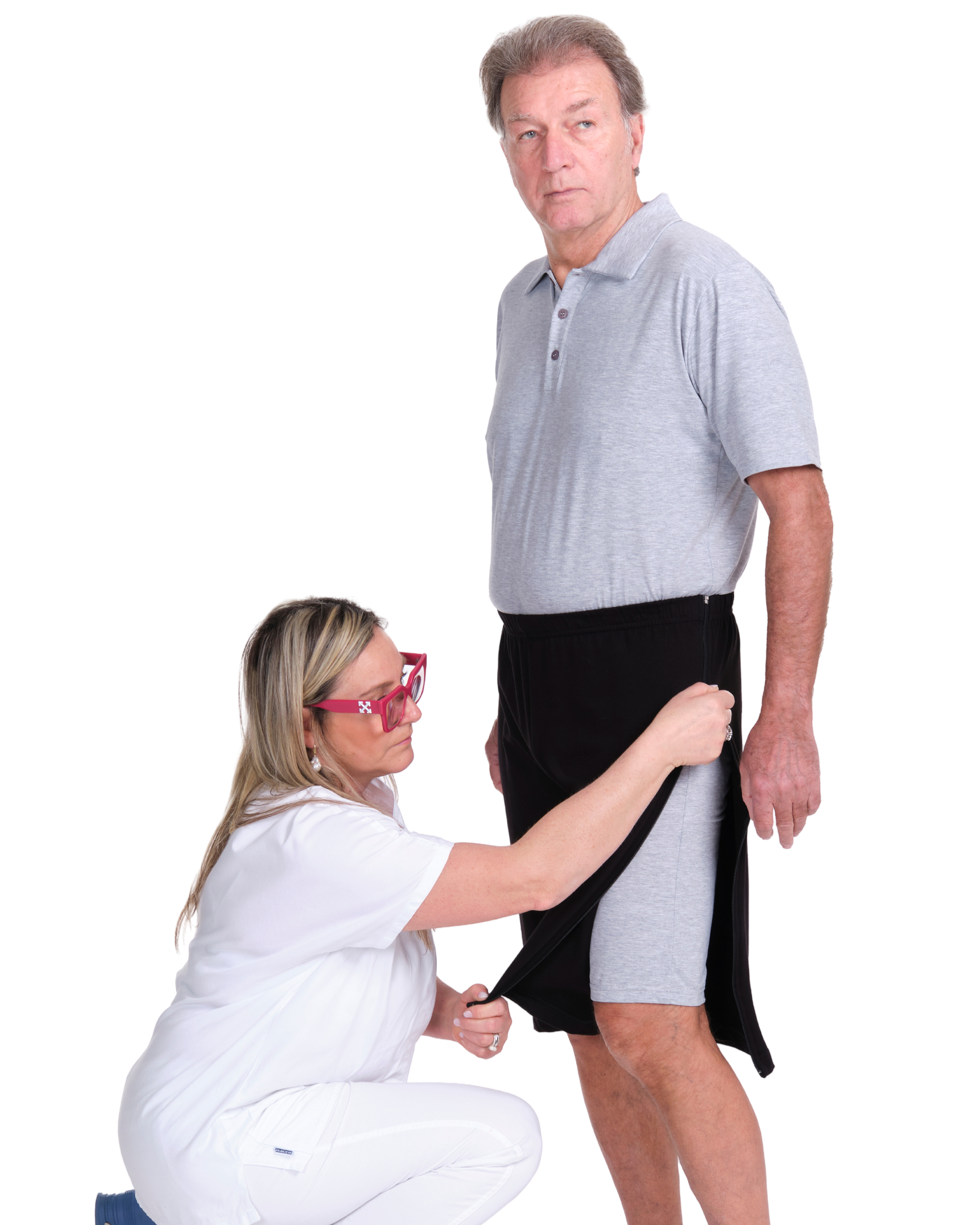 Rehabilitation Shorts – Model 9018-B – Full Side Zipper Opening – Adaptive Pants for Therapy & Recovery