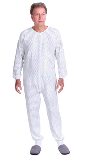 Adaptive Pyjamas – Model 9017 – Long Sleeve 100% Cotton Jumpsuit – Back Zipper – Elderly, Incontinence & Alzheimer Care – Made in Italy