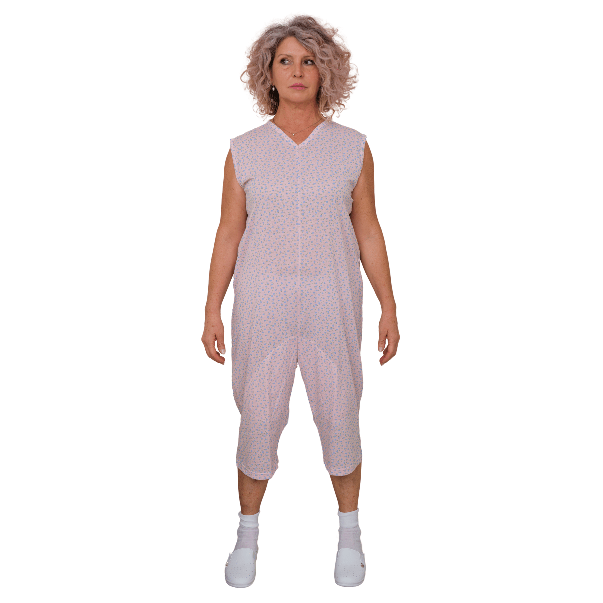 Sleeveless Pyjamas with shorts featuring 2 zips/fasteners, cotton/polyester blend - 9008/8