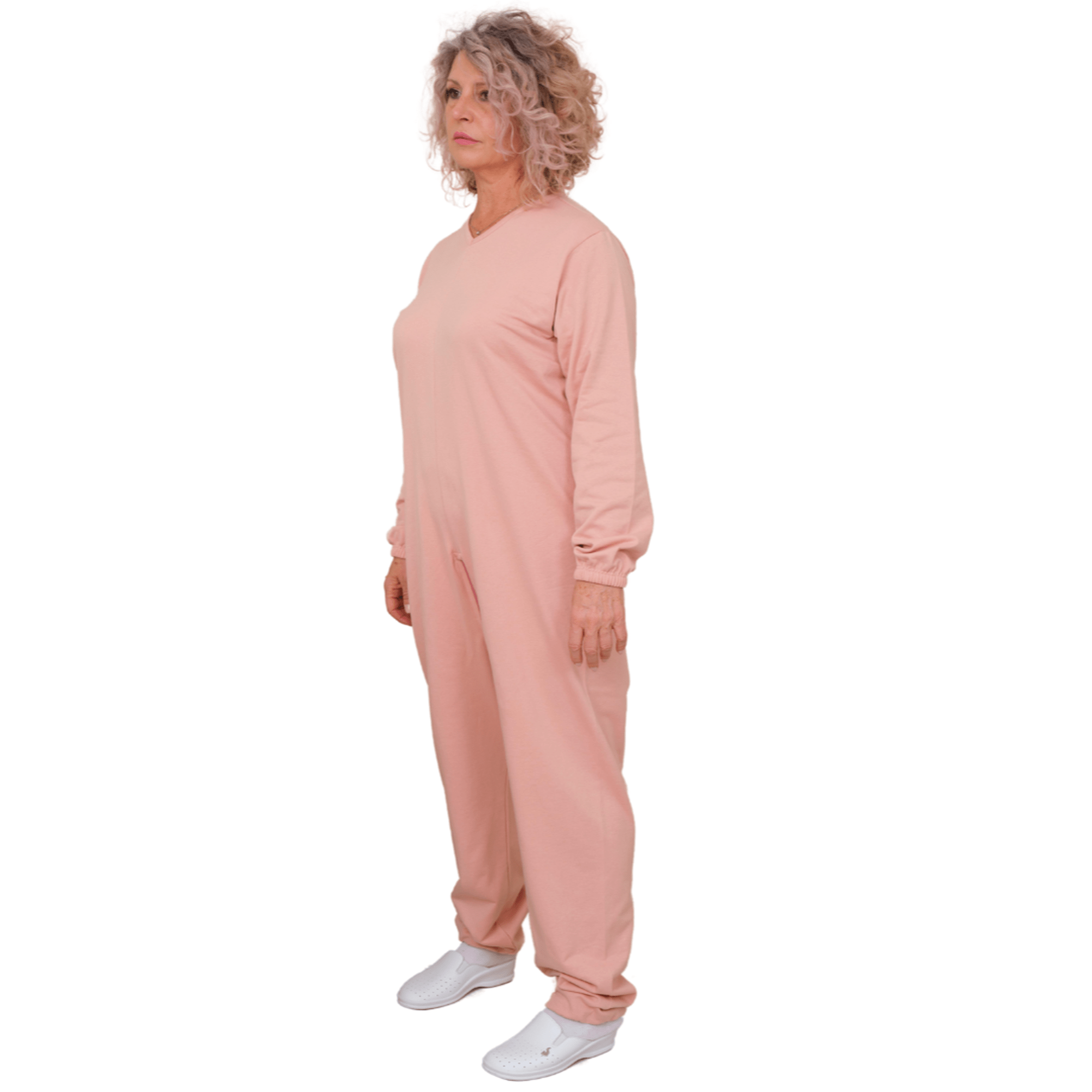 Winter Fleece Medical Jumpsuit with Back Zipper – Unisex Adaptive Pajamas for Elderly & Incontinence - 9078-F