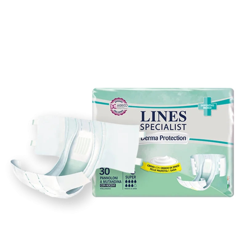 Lines Absorbent Adult Diaper Briefs – Large Size, High Absorbency, Odor Control, Breathable Sides