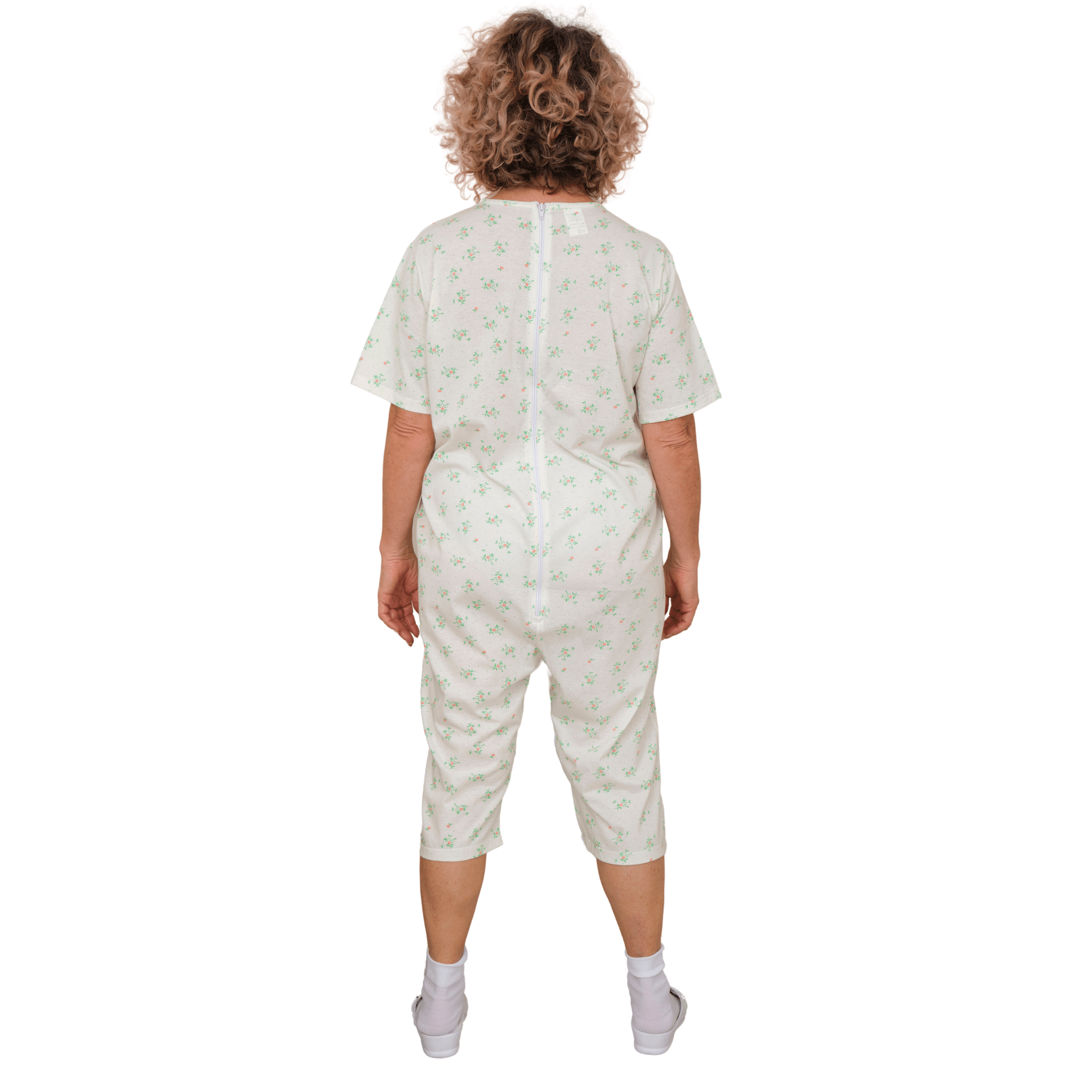 Adaptive Summer Pyjamas – Model 9012/6 – Short Sleeve & Shorts – 100% Cotton – Back & Inner Leg Zippers – Alzheimer & Incontinence Care – Made in Italy