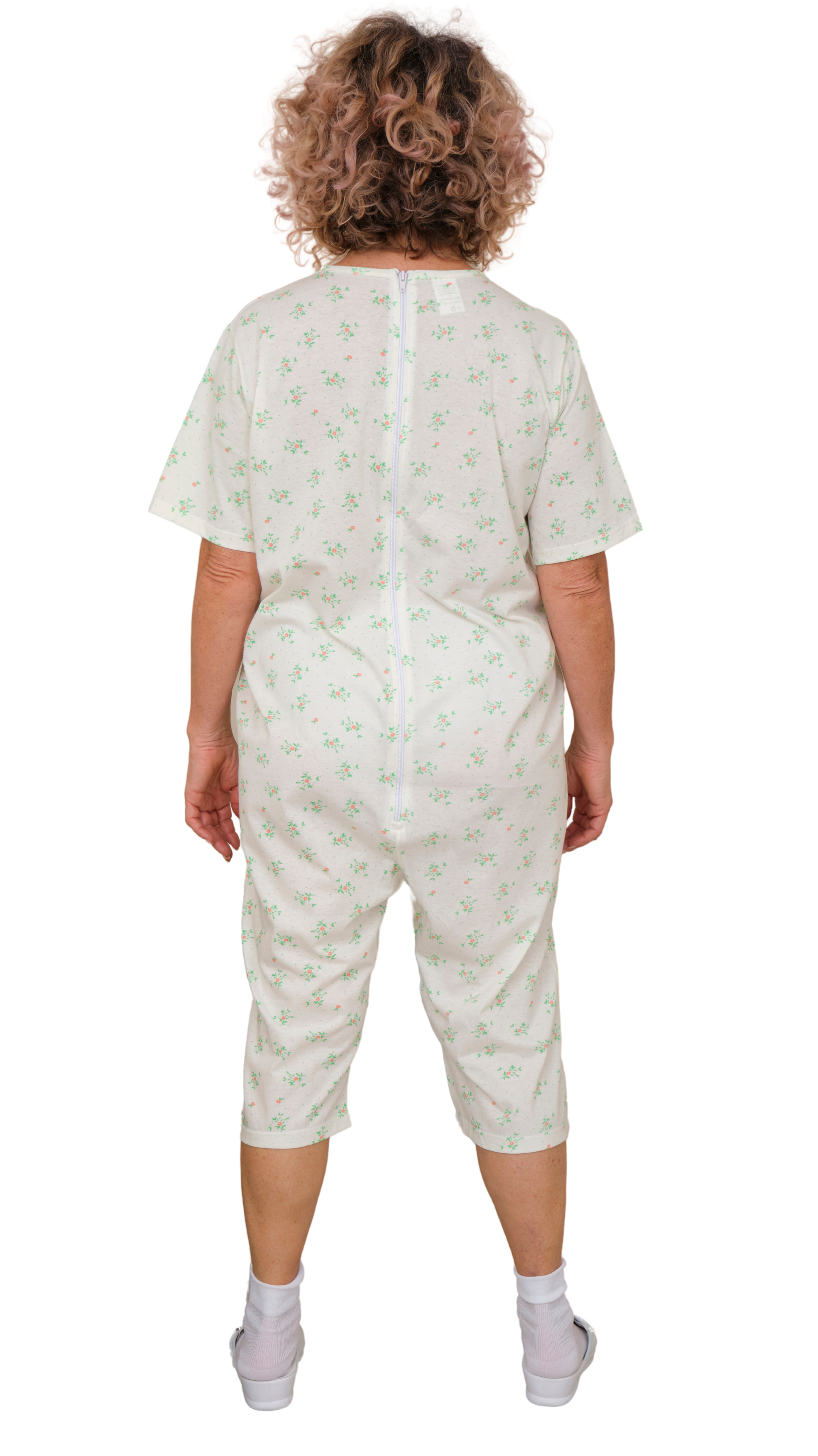 Adaptive Summer Pyjamas – Model 9012/6 – Short Sleeve & Shorts – 100% Cotton – Back & Inner Leg Zippers – Alzheimer & Incontinence Care – Made in Italy