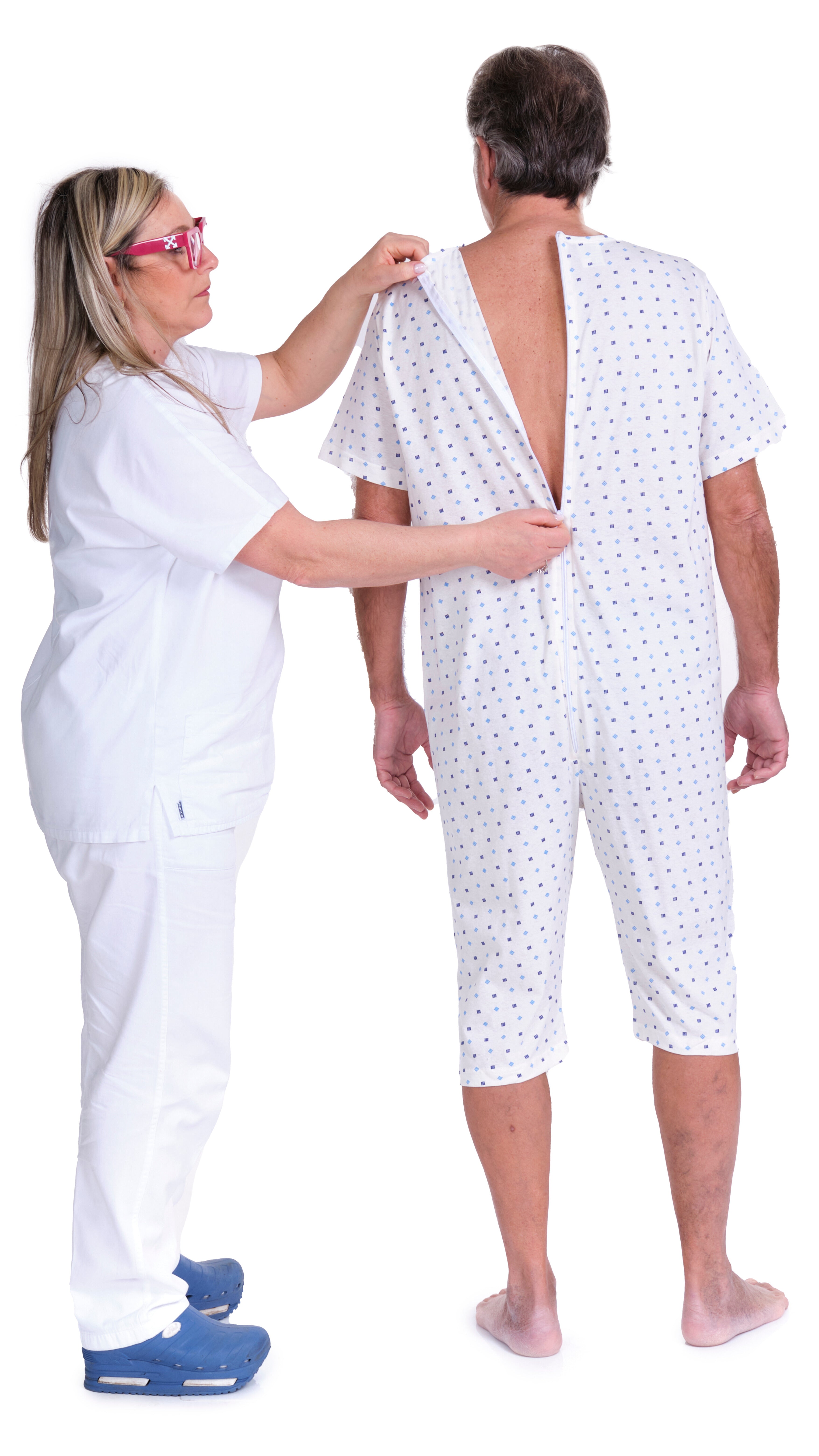 Pyjamas for Seniors with Back Closure Short sleeves Short trousers Adaptive Clothing - Summer 100% Cotton - 9012/5