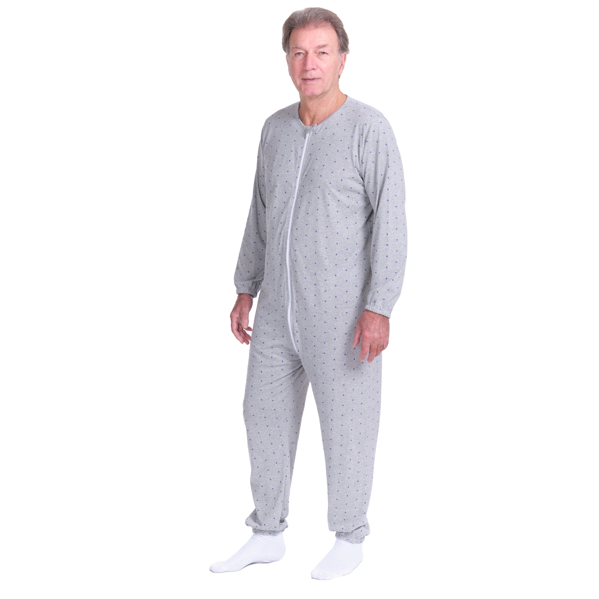 Adaptive Hospital Pyjamas – Model 9016 – Full Front Zipper – For Bedridden Patients, Incontinence & Post-Surgery Care