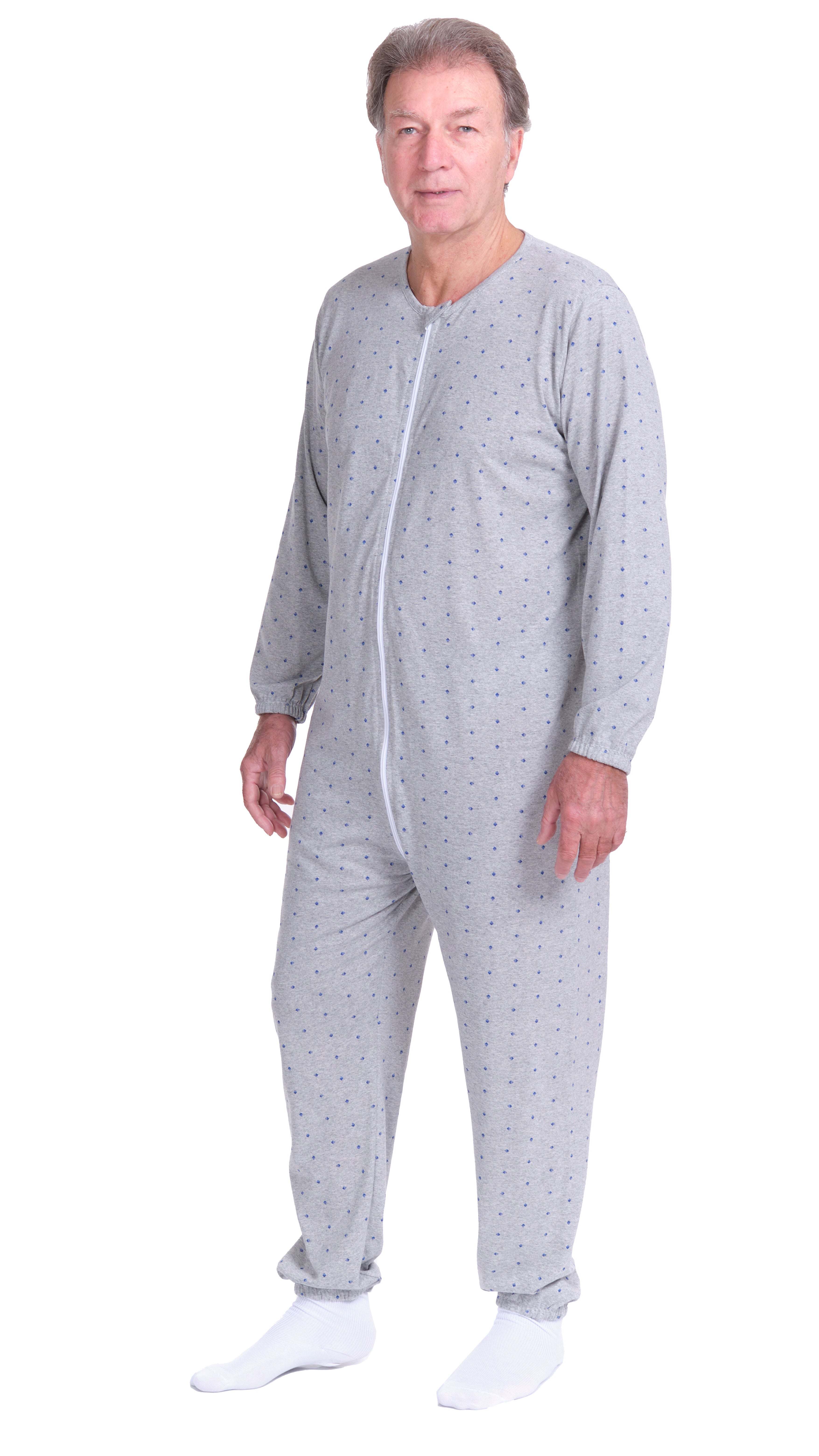 Adaptive Hospital Pyjamas – Model 9016 – Full Front Zipper – For Bedridden Patients, Incontinence & Post-Surgery Care