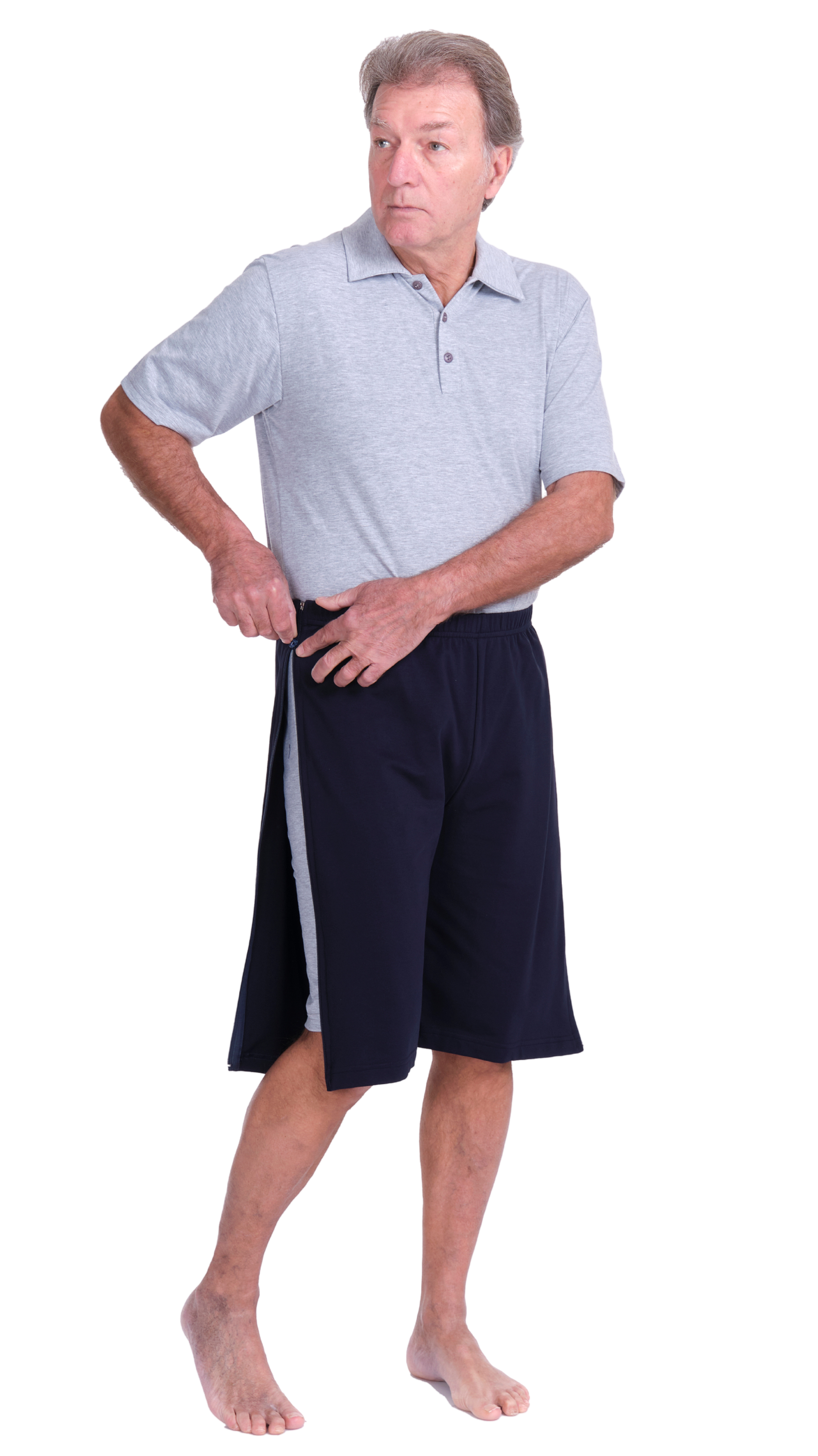 Rehabilitation Shorts – Model 9018-B – Full Side Zipper Opening – Adaptive Pants for Therapy & Recovery
