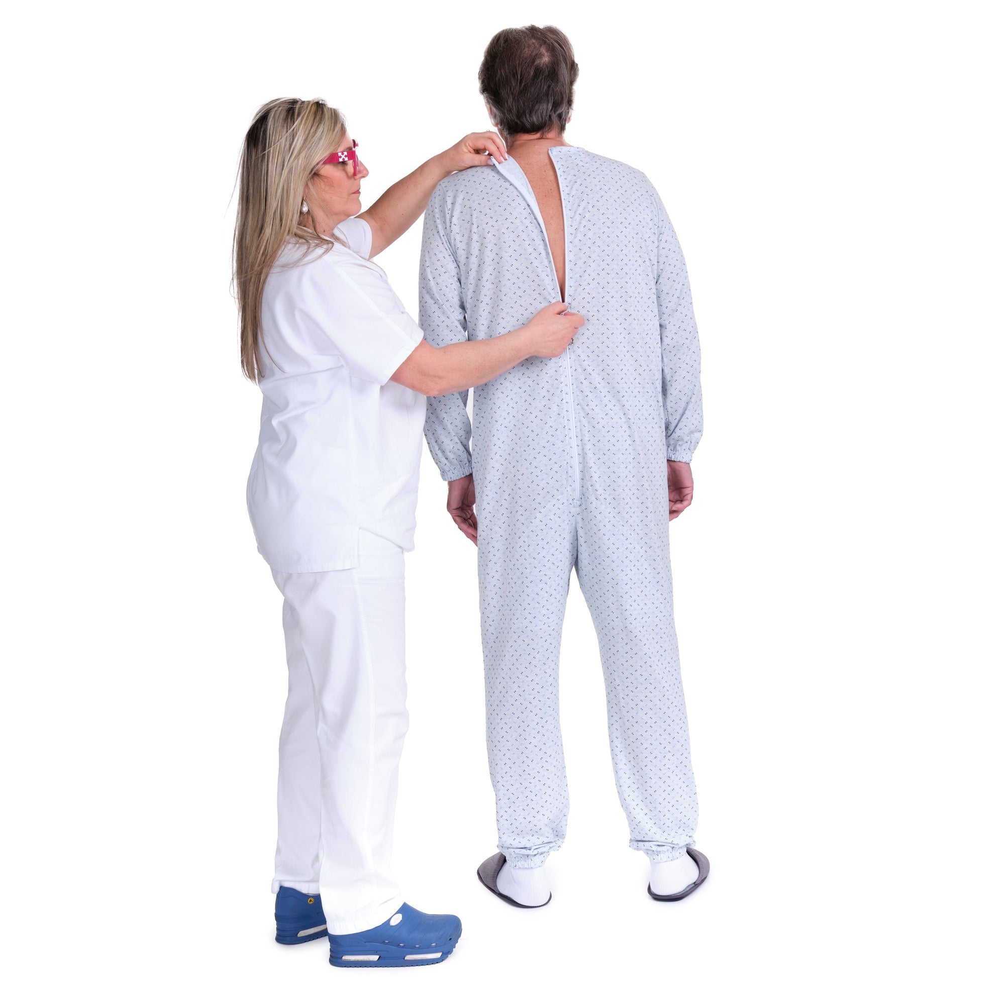 Anti Strip Jumpsuit Pyjamas Short Sleeves and Long Trousers - Cotton and Polyester - 9008/1