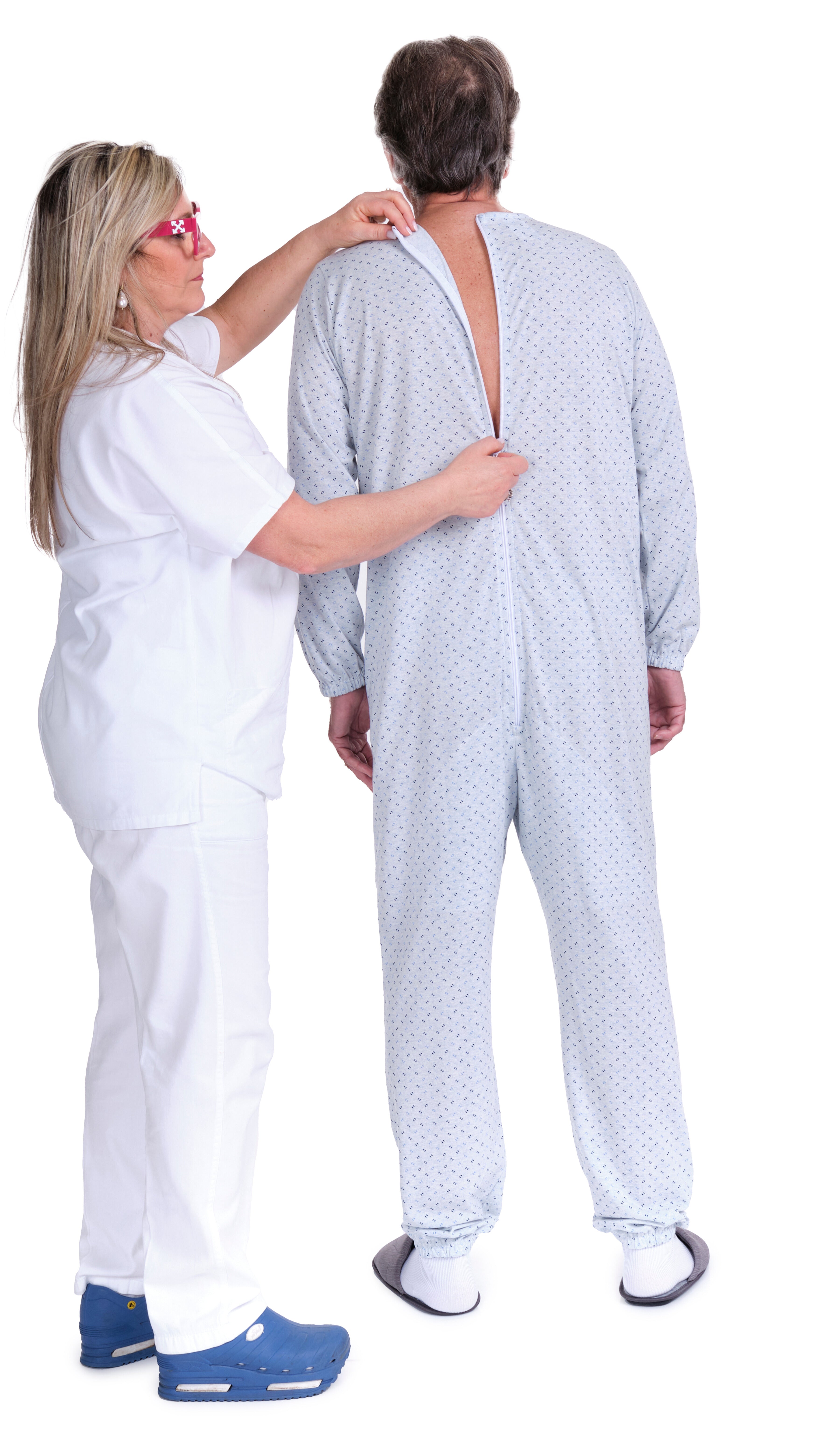 Anti Strip Jumpsuit Pyjamas Short Sleeves and Long Trousers  - Cotton and Polyester - 9008/1