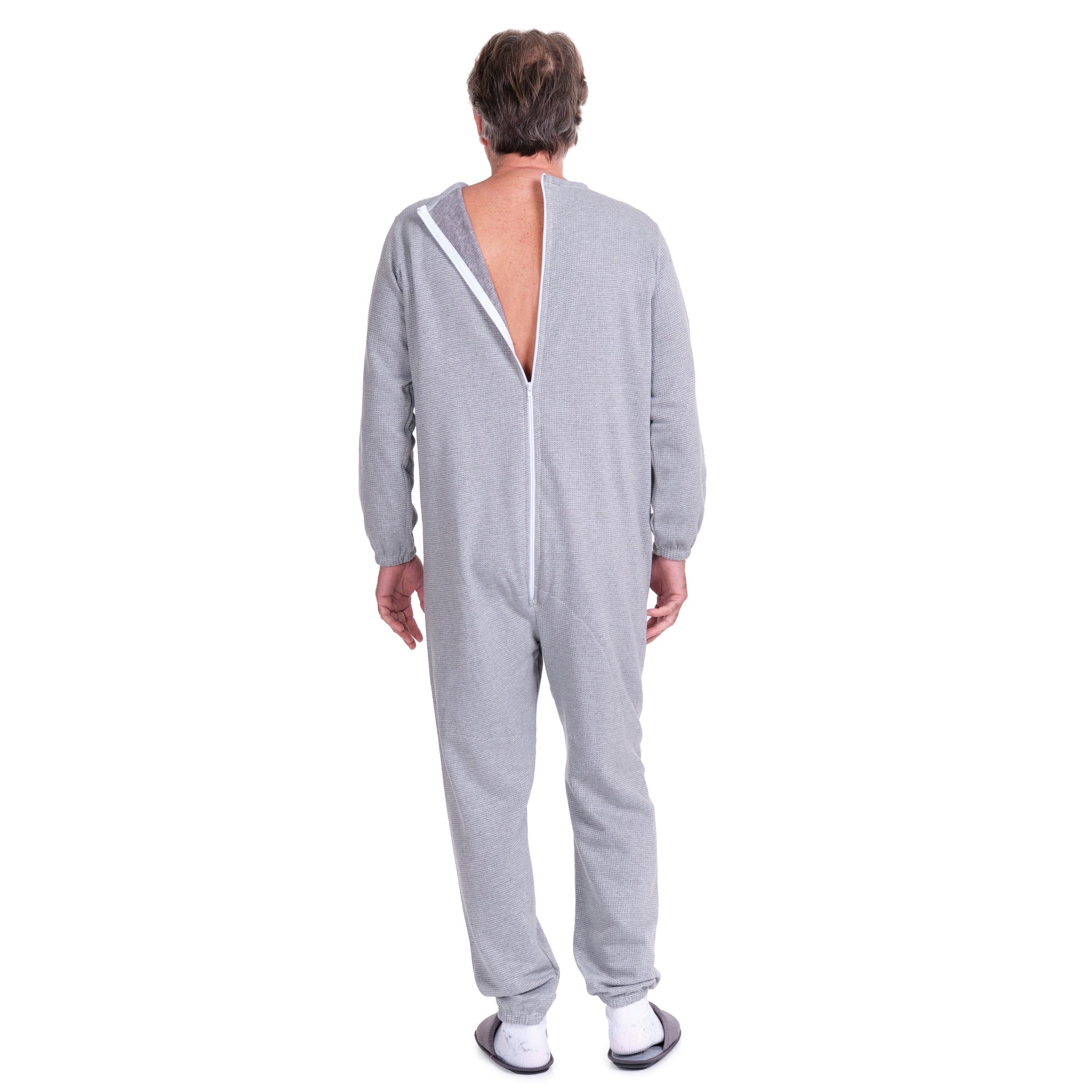 Long-sleeved Winter Pyjamas with Back Closure Anti Strip Adaptive Clothing - 9014/1