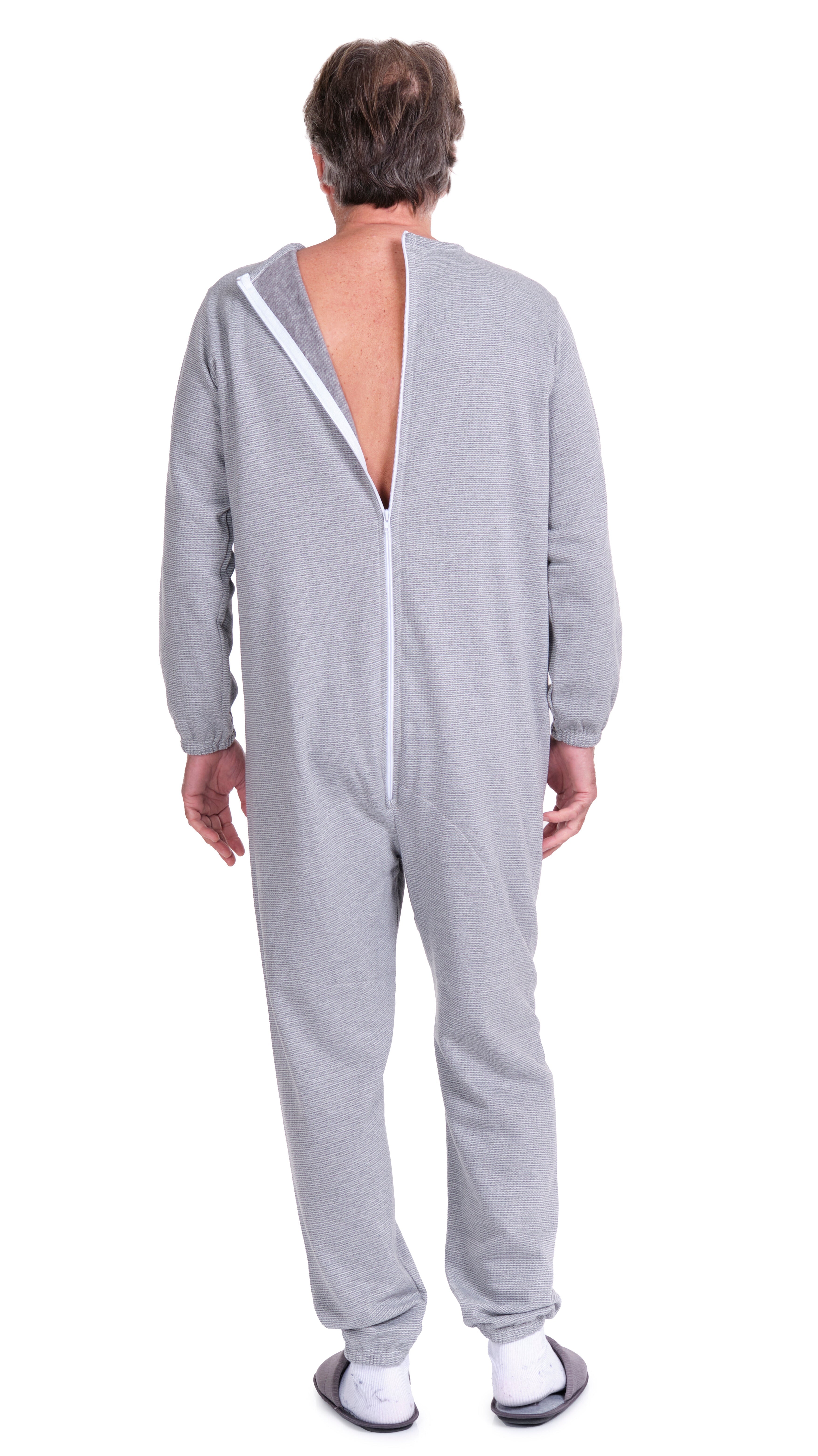 Long-sleeved Winter Pyjamas with Back Closure Anti Strip Adaptive Clothing - 9014/1