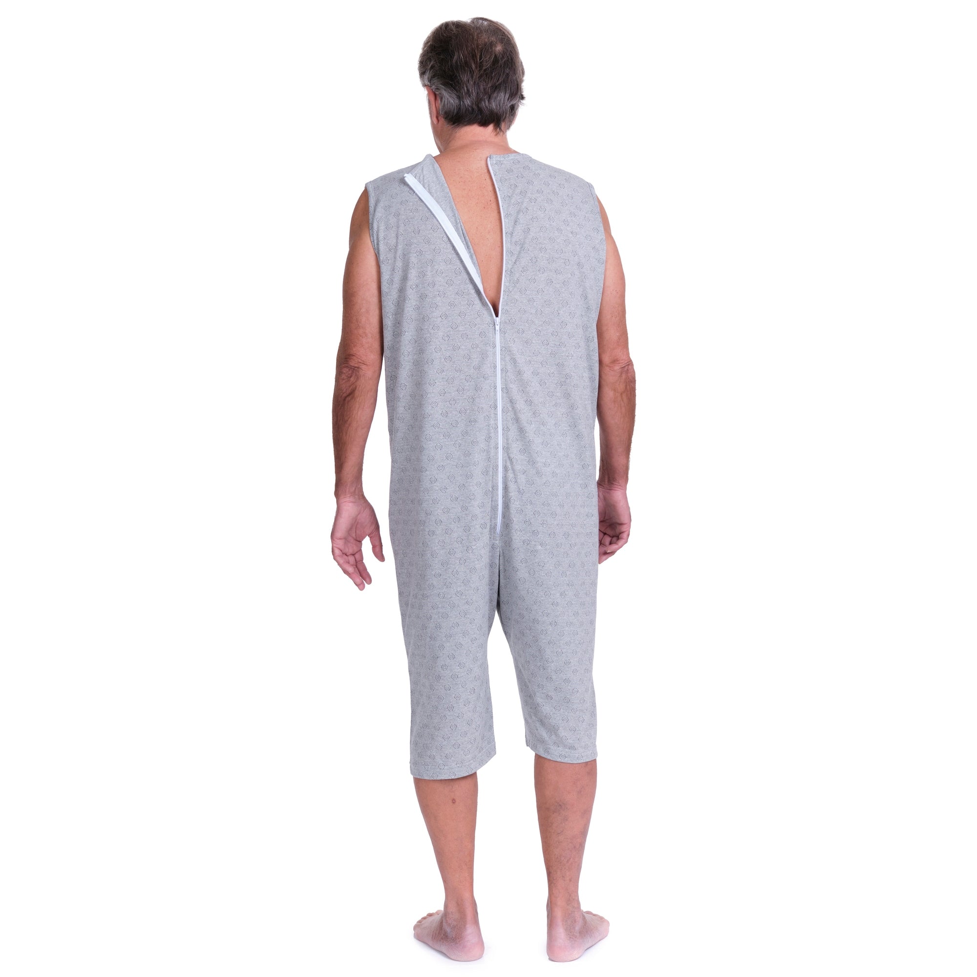 Sleeveless Medical pyjamas with shorts, 1 zip/fastener at the back, cotton/polyester blend - 9008/7