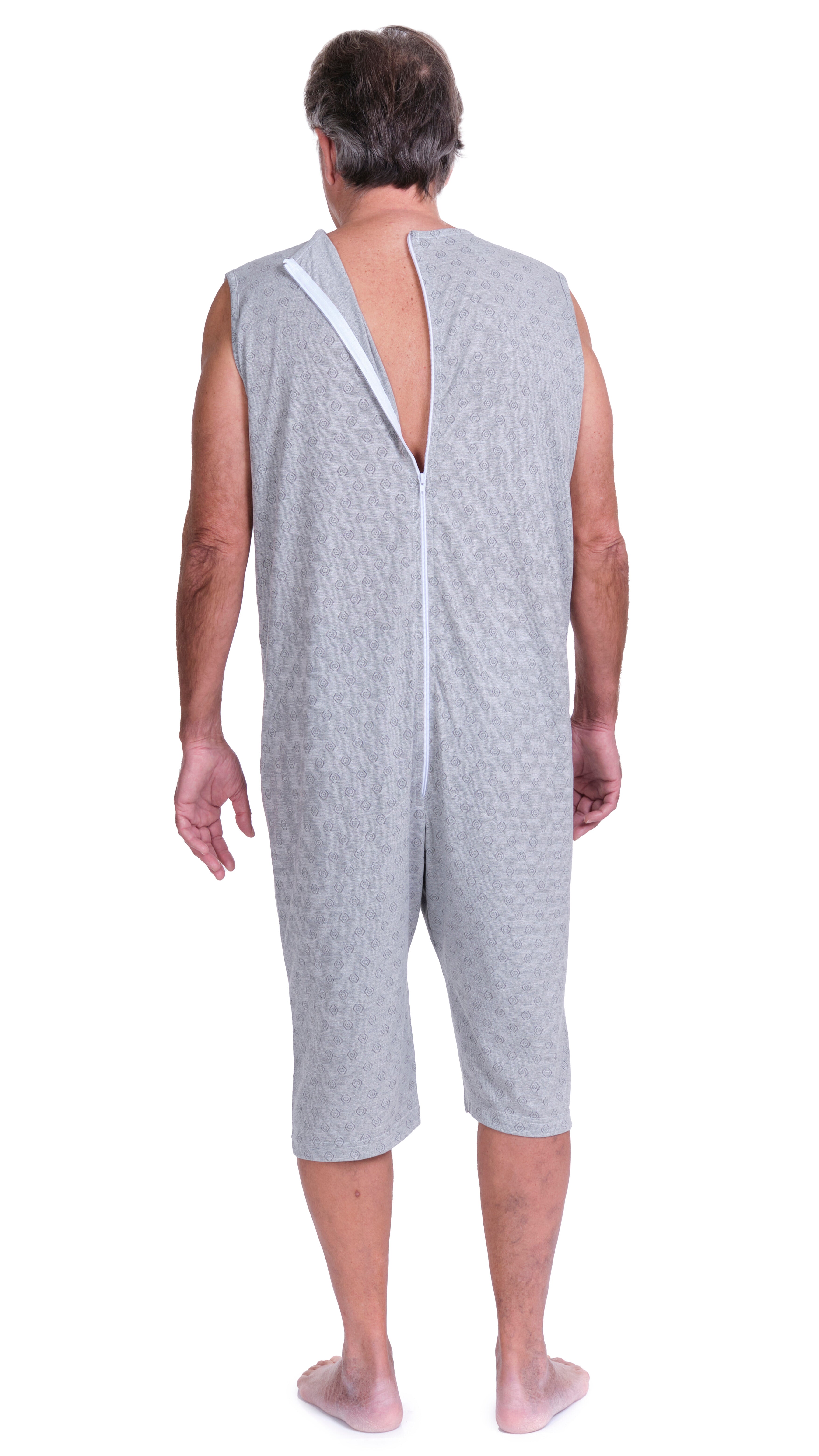 Sleeveless Medical pyjamas with shorts, 1 zip/fastener at the back, cotton/polyester blend - 9008/7