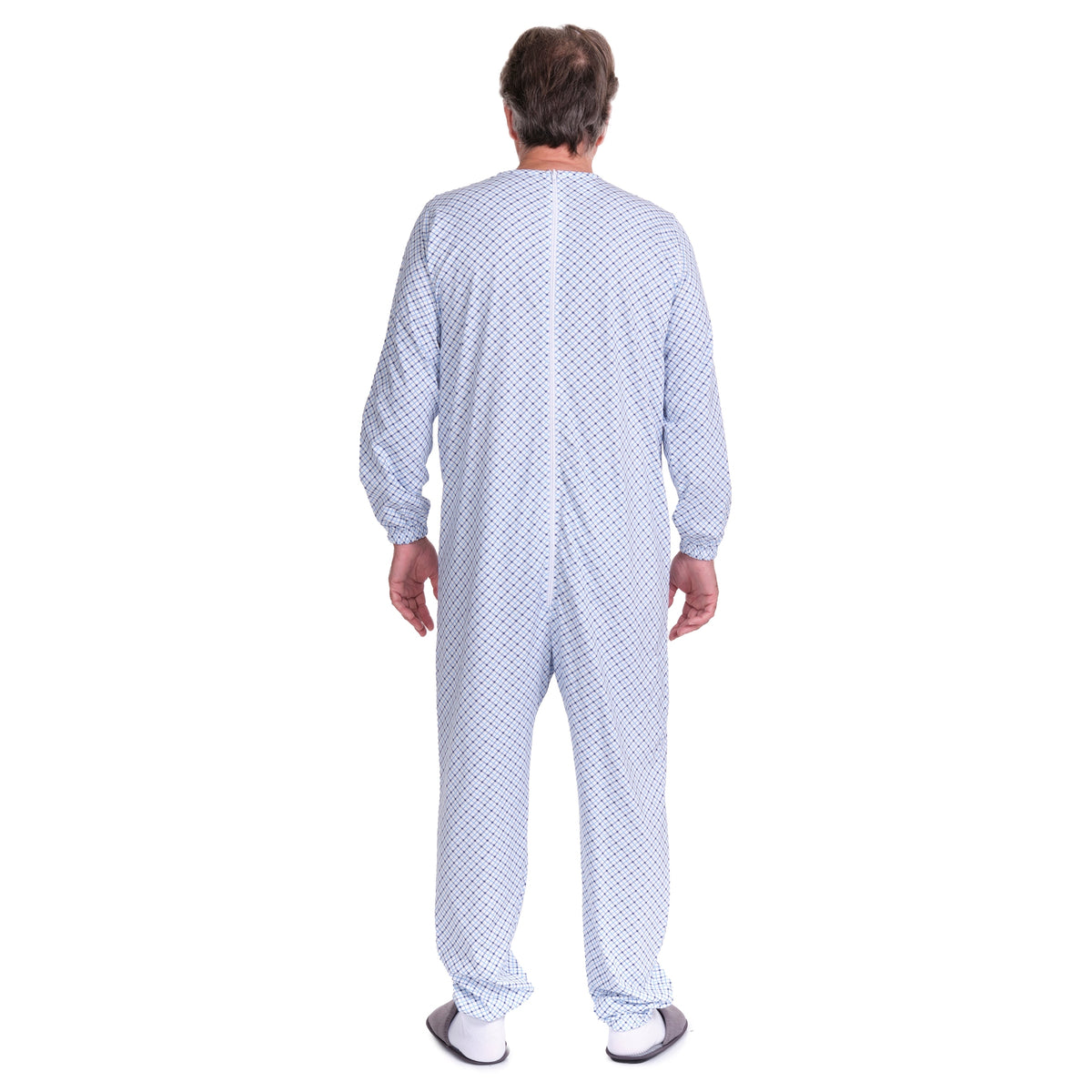 Ferrucci Comfort adaptive cotton pyjamas with back closure, one-piece anti-strip jumpsuit, OEKO-TEX certified for comfort and safety.