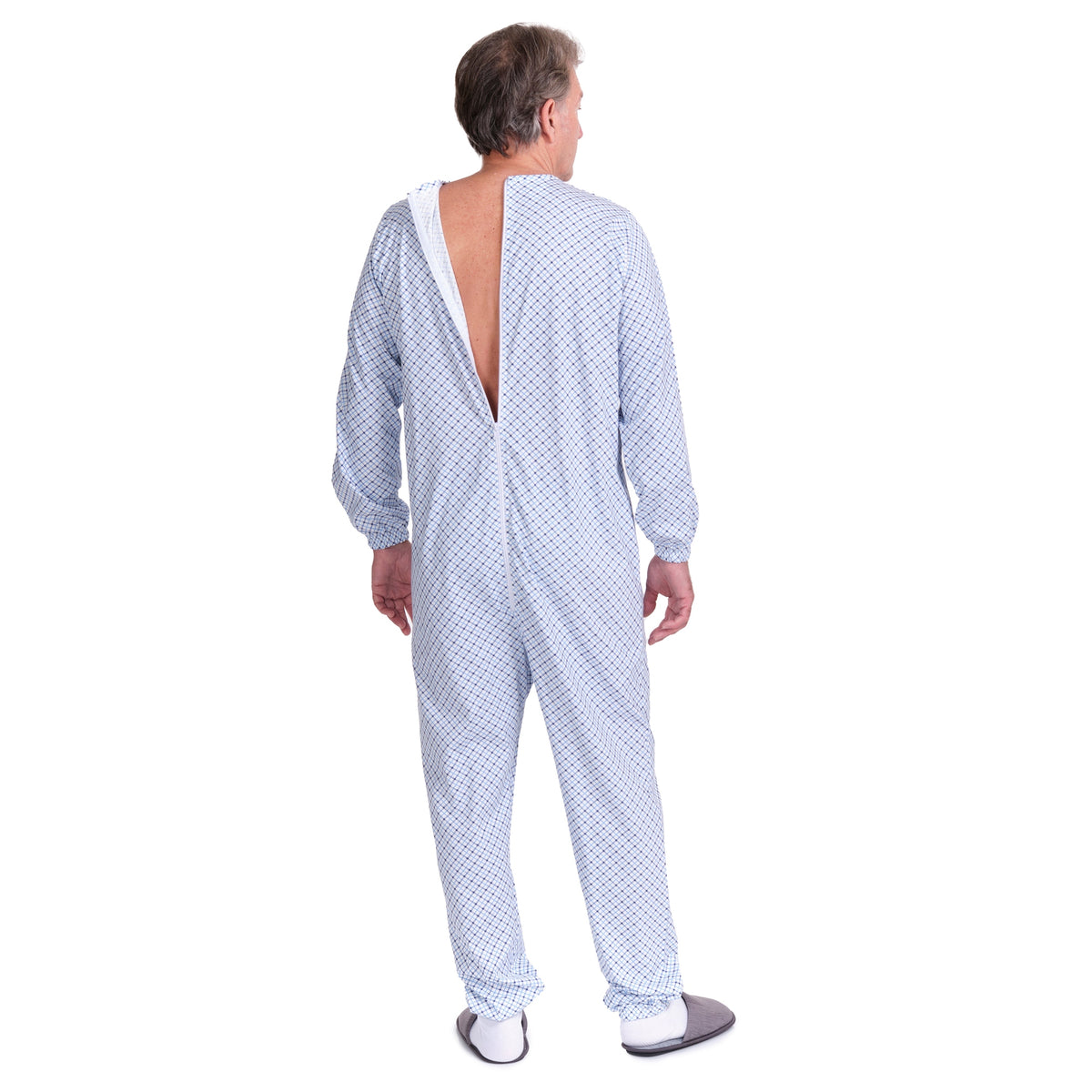 Ferrucci Comfort adaptive cotton pyjamas with back closure, one-piece anti-strip jumpsuit, OEKO-TEX certified for comfort and safety.