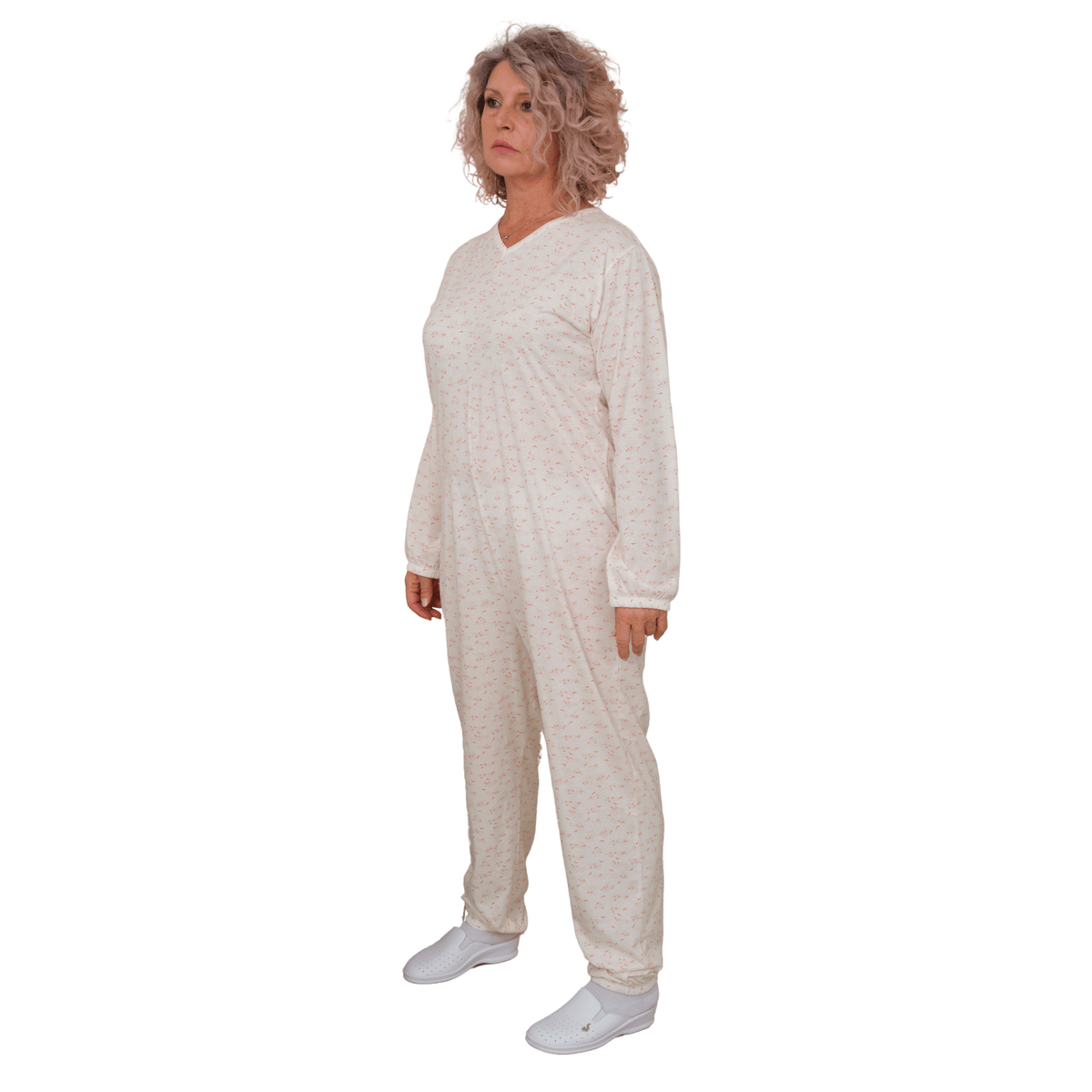 Ferrucci Comfort adaptive cotton pyjamas with back closure, one-piece anti-strip jumpsuit, OEKO-TEX certified for comfort and safety.