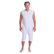 Ferrucci Comfort adaptive summer pajamas for women, sleeveless with shorts, 100% cotton, back zipper, ideal for Alzheimer and incontinence care.