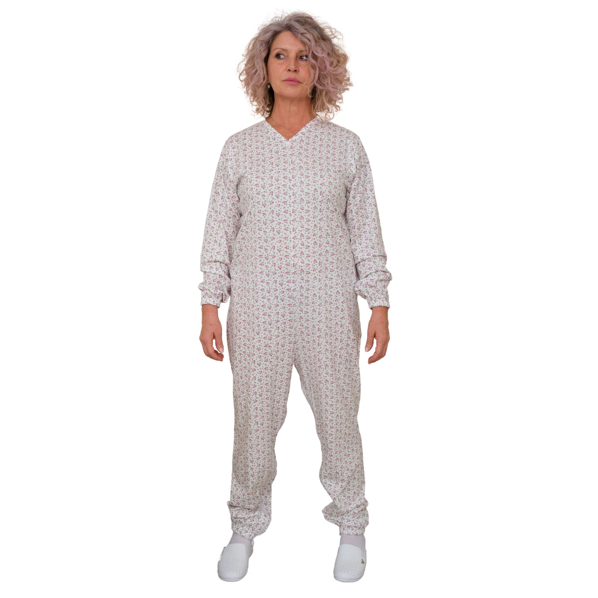 Ferrucci Comfort anti-strip adaptive cotton onesie pajamas, style 9012/2, featuring comfortable design and easy wear for adults.