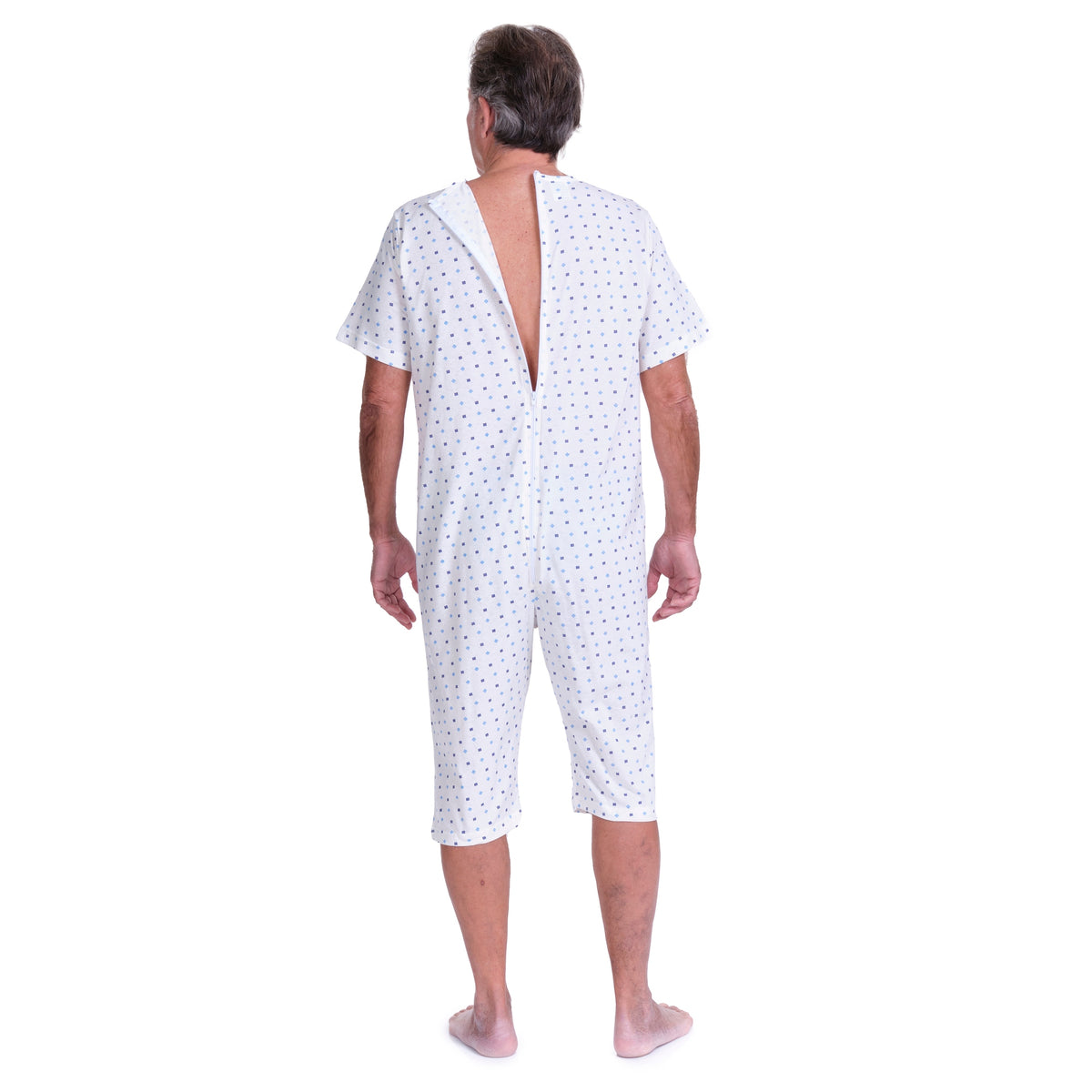 Ferrucci Comfort senior women's pajamas with back closure, short sleeves, shorts, 100% cotton, summer adaptive clothing.
