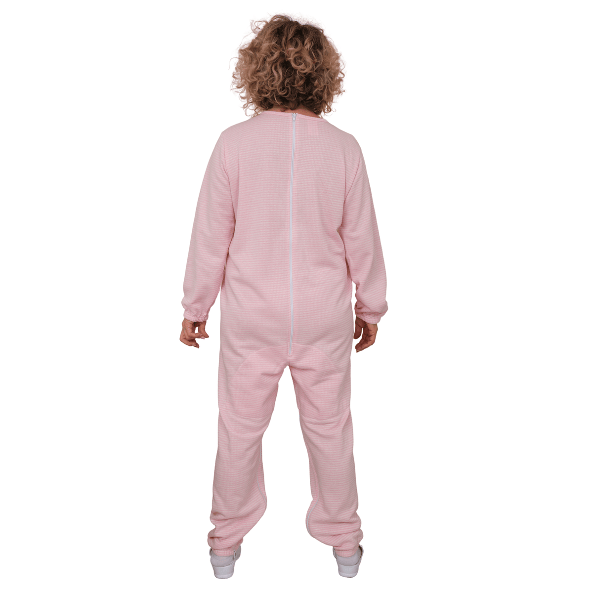 Ferrucci Comfort adaptive winter onesie with back and inseam zippers, featuring a cozy, insulated design for cold weather.