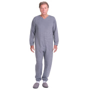 Pink long-sleeved winter pajamas by Ferrucci Comfort with back closure, designed for adaptive, anti-strip comfort.