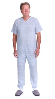 Pink Ferrucci Comfort sanitary pyjamas onesie with long sleeves, long trousers, back closure, made of cotton and polyester.